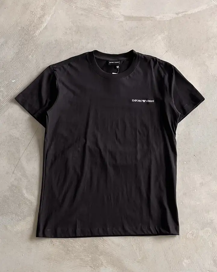 Sol Göğüs Nakış Detaylı T-Shirt - Siyah