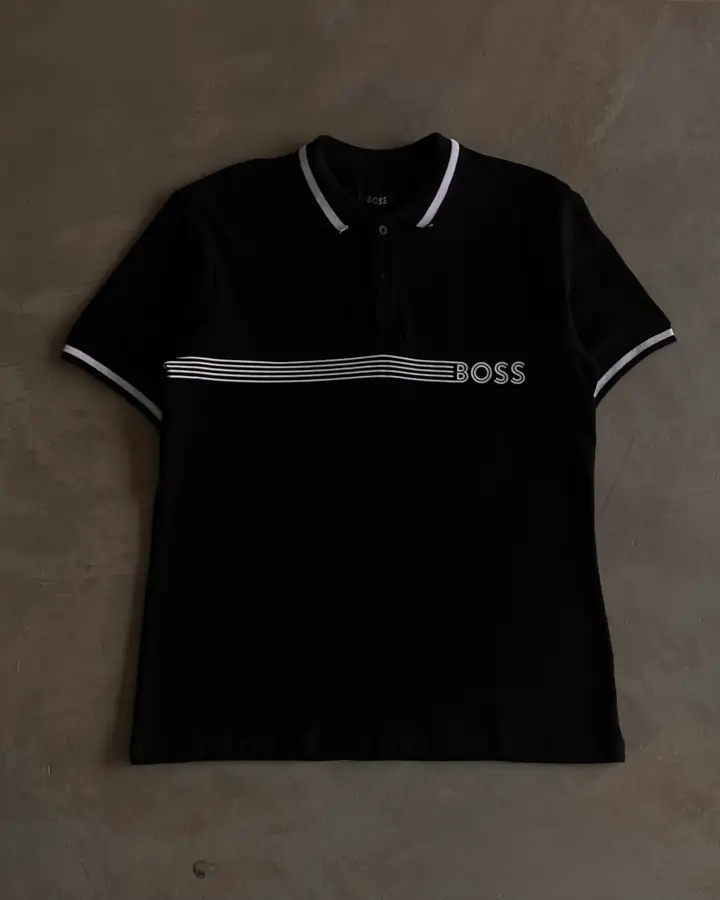 Logo ve Şerit Baskılı Polo Yaka T-Shirt