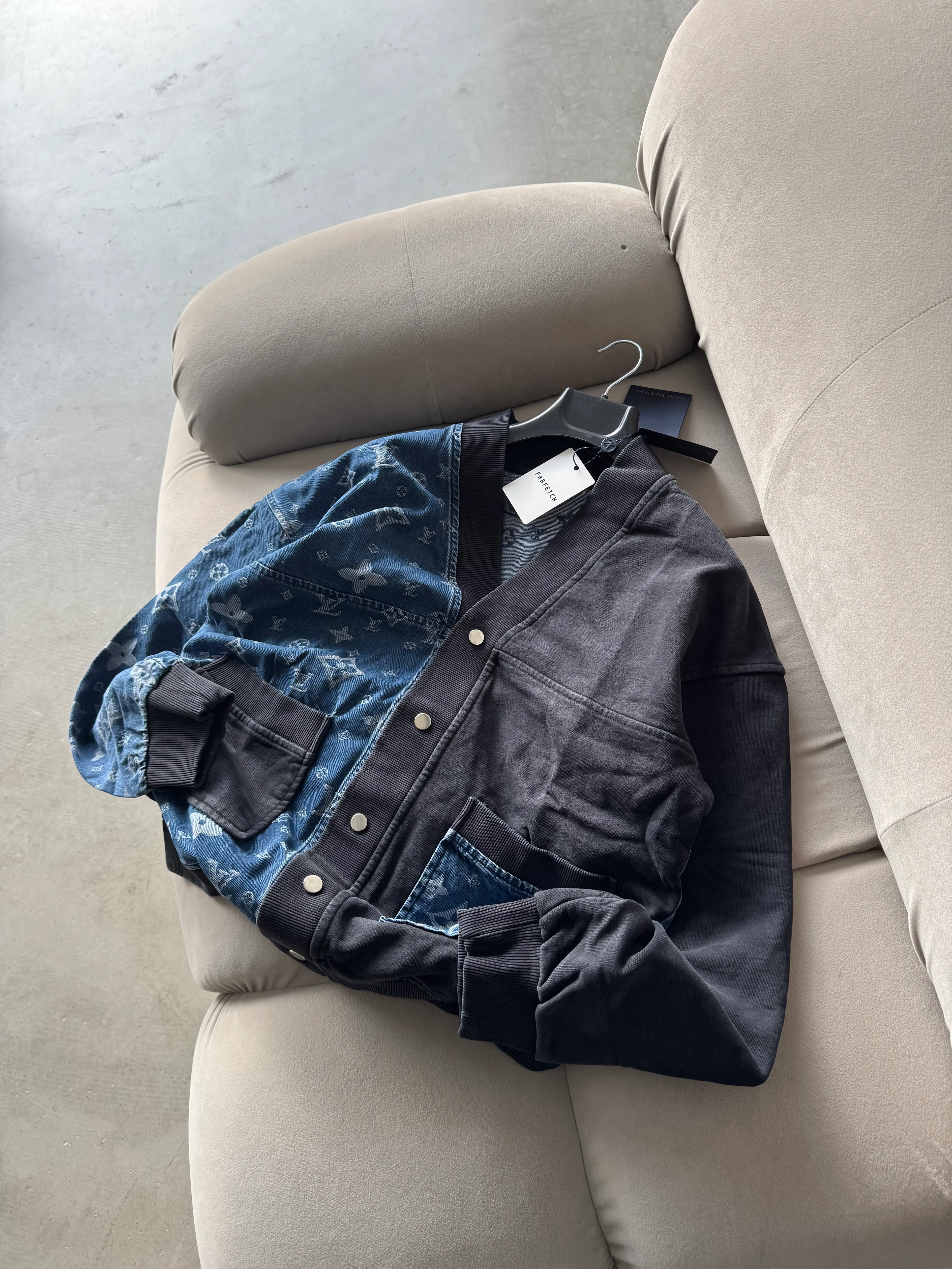 LV Premium Yarı Baskılı Kot Ceket