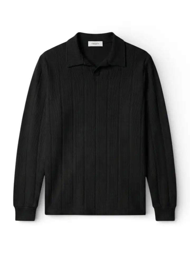 Premium Basic Polo Yaka Triko - Siyah Renk