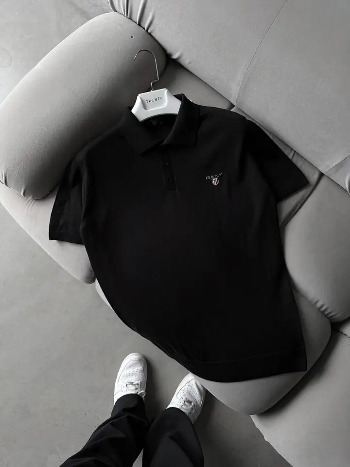 Basic Polo Yaka Triko T-Shirt – Siyah & Bebe Mavisi | Şık ve Konforlu Stil