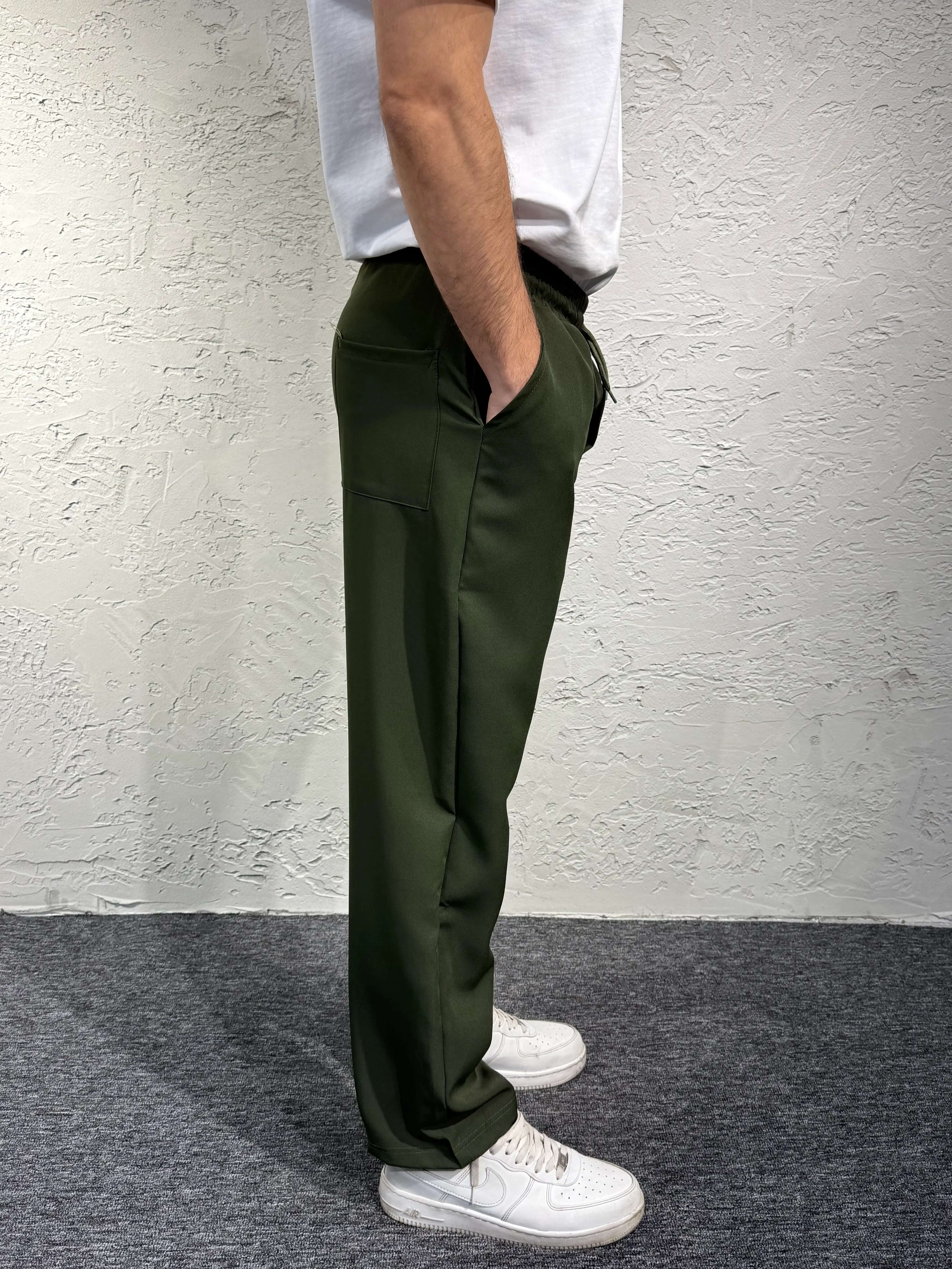 Bel Lastikli Bol Kalıp Kumaş Pantolon