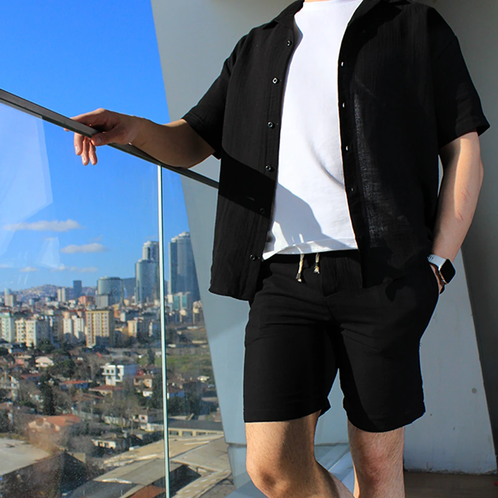 Kısa Kollu Keten Takım