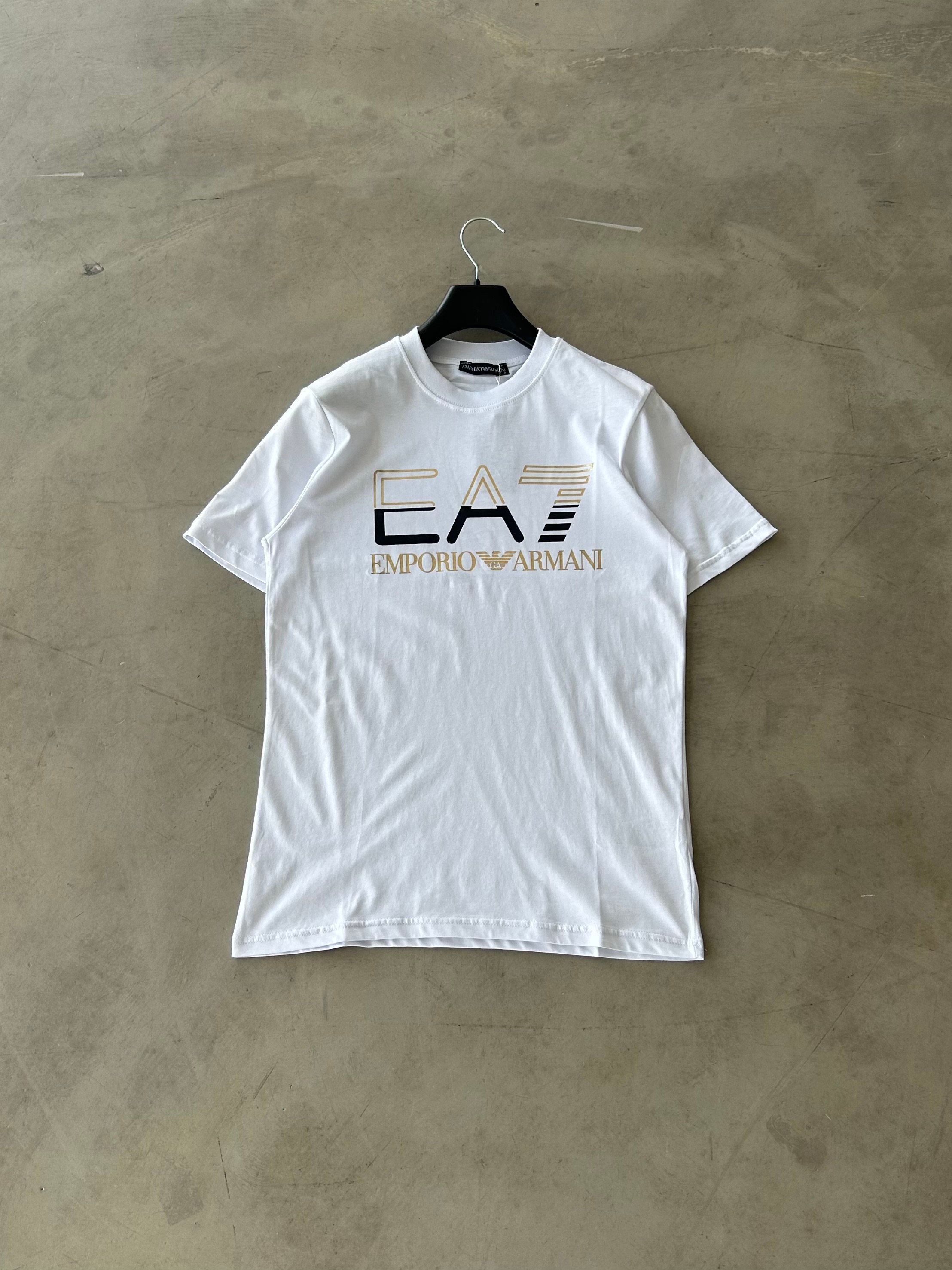 EA7 Orta Bakılı Premium Basic Tshirt - Beyaz