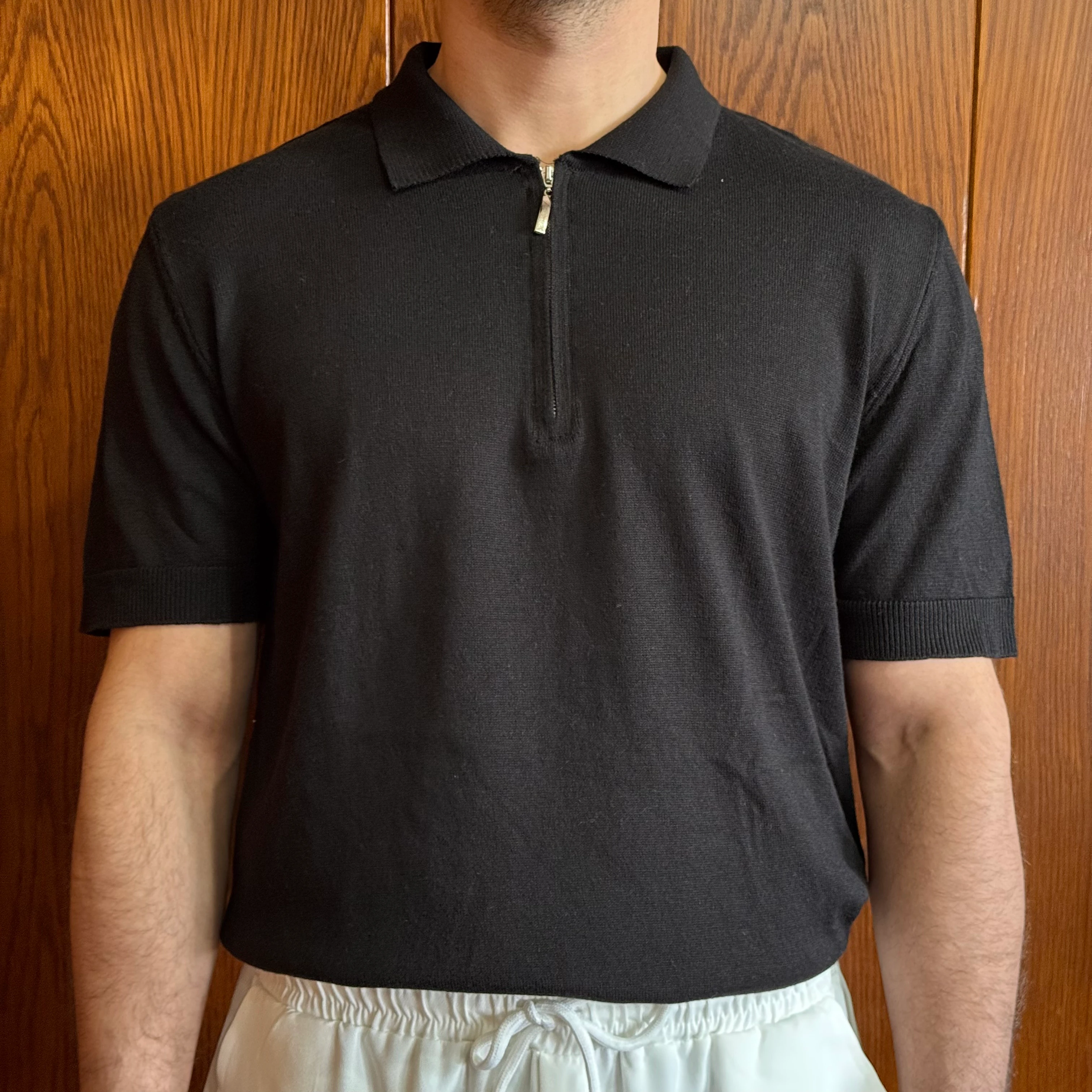 Yarım Fermuarlı Polo Yaka Triko T-Shirt