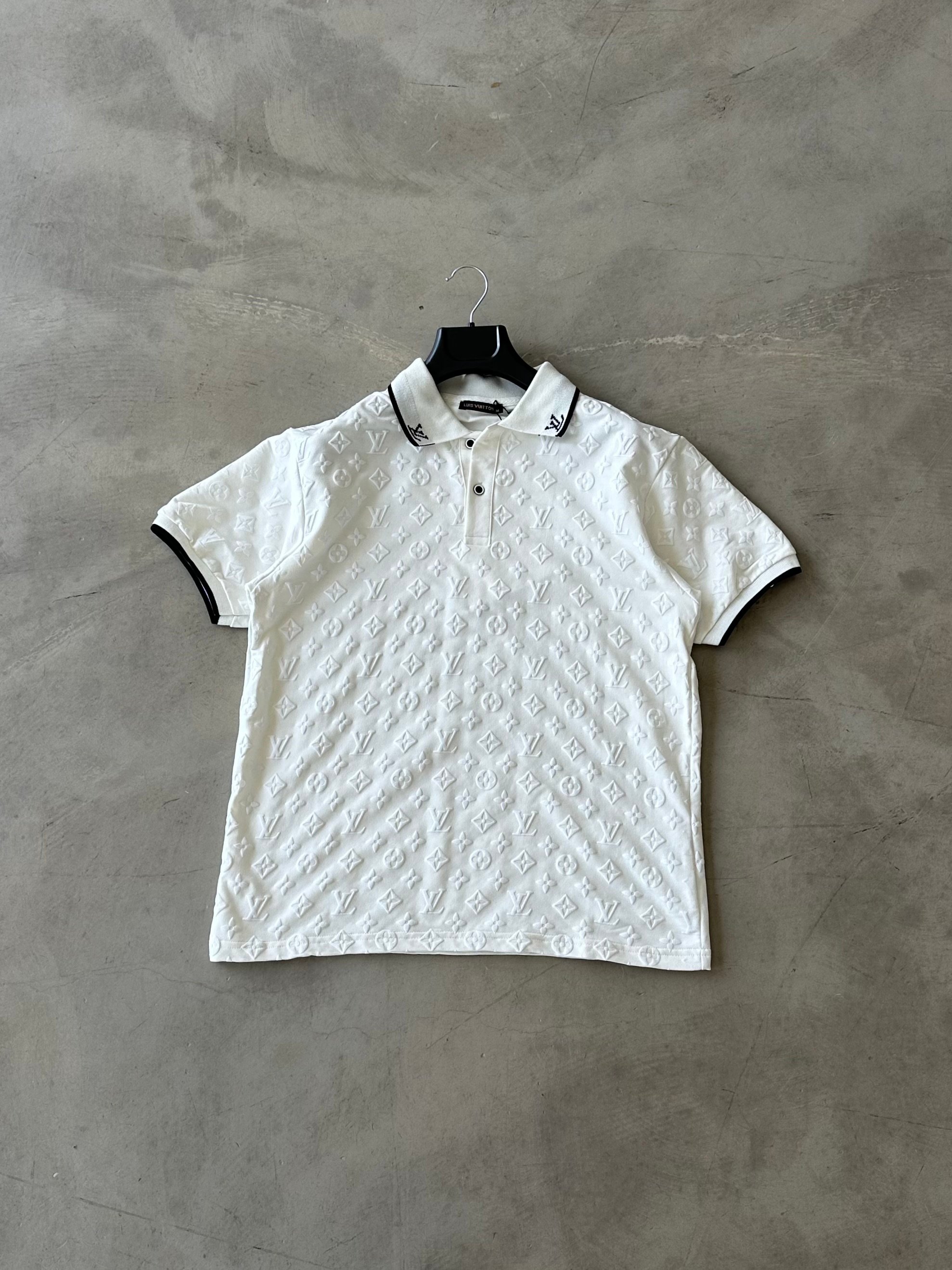 LV Extra Premium Özel Baskılı Polo Yaka Tee - Beyaz