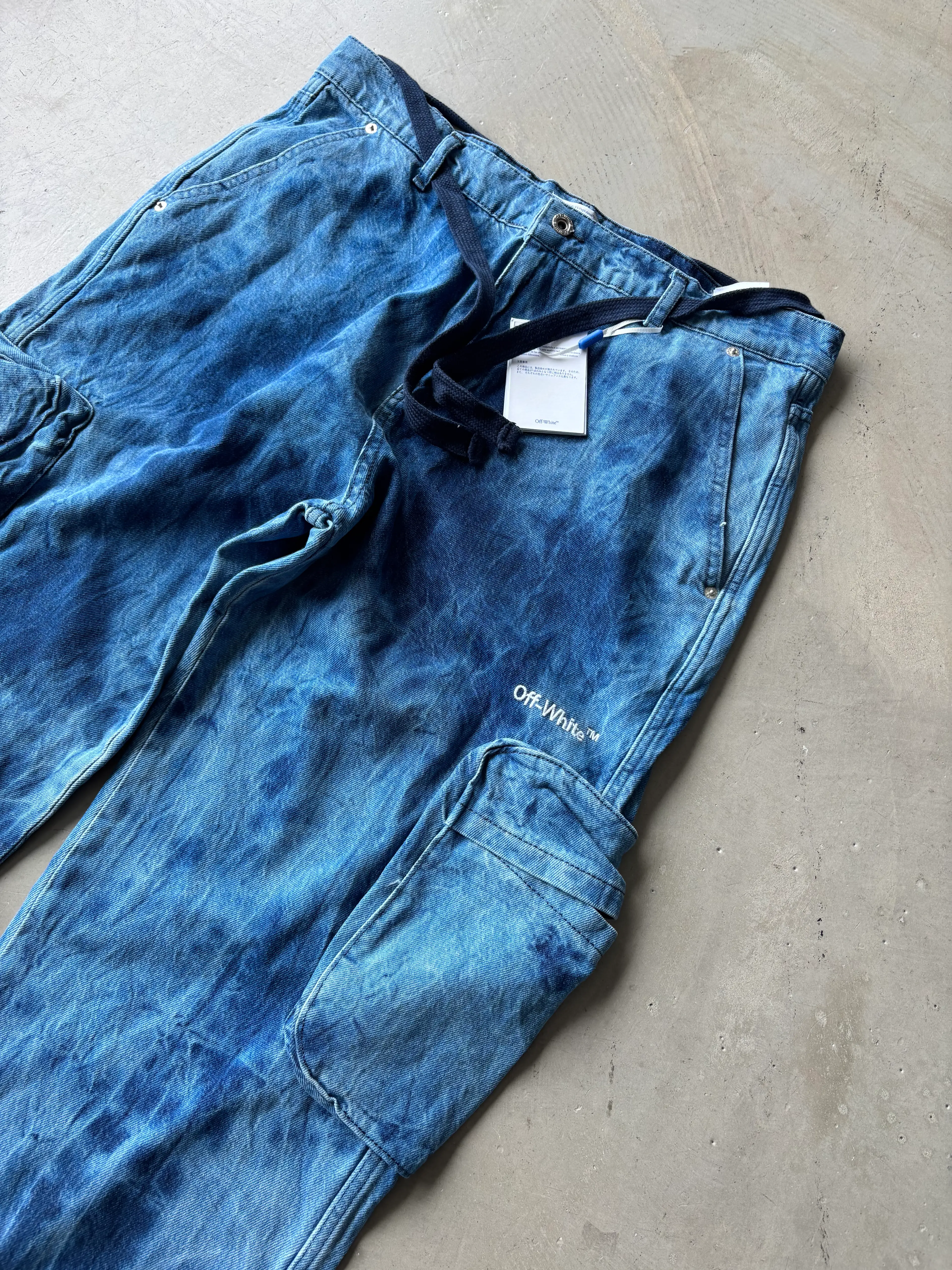 Yıkamalı Desenli Baggy Pantolon