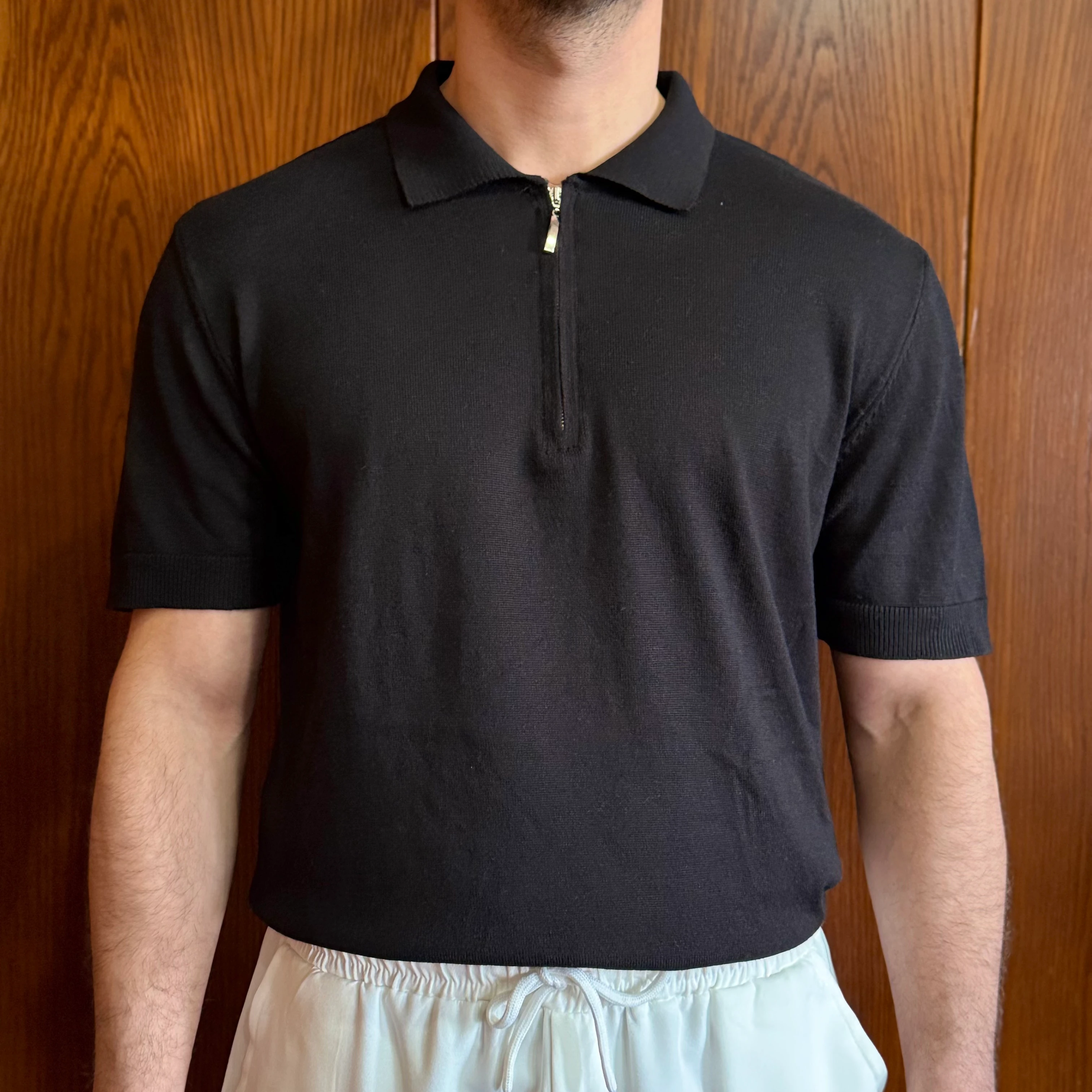 Yarım Fermuarlı Polo Yaka Triko T-Shirt