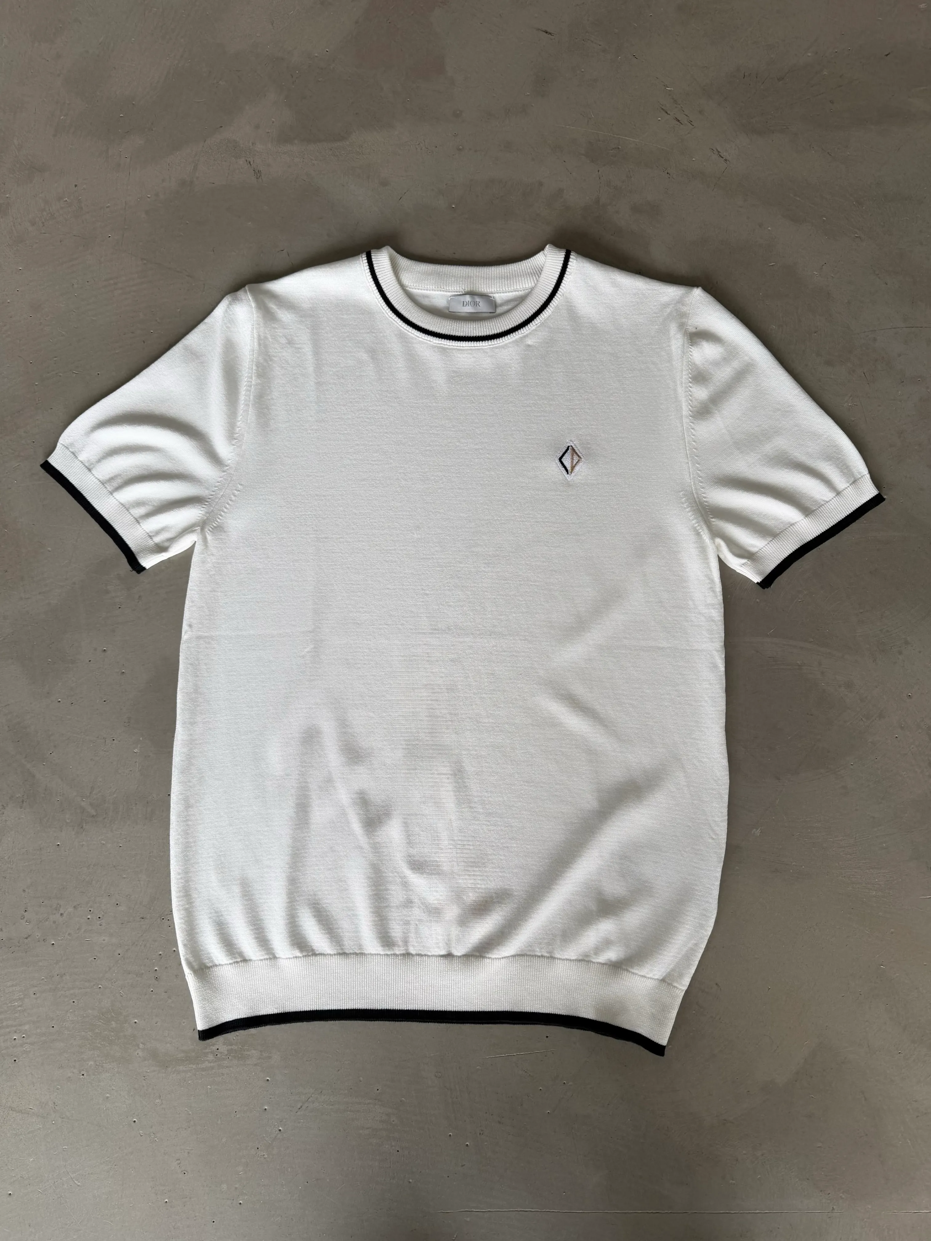 Logo Nakışlı Bisiklet Yaka Triko T-Shirt