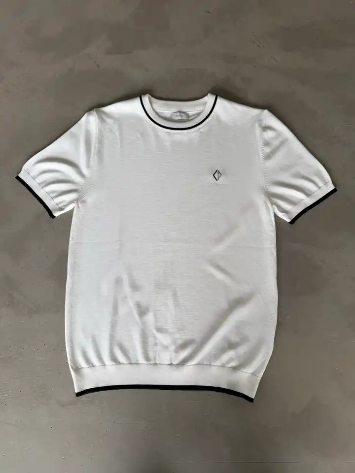 Logo Nakışlı Bisiklet Yaka Triko T-Shirt