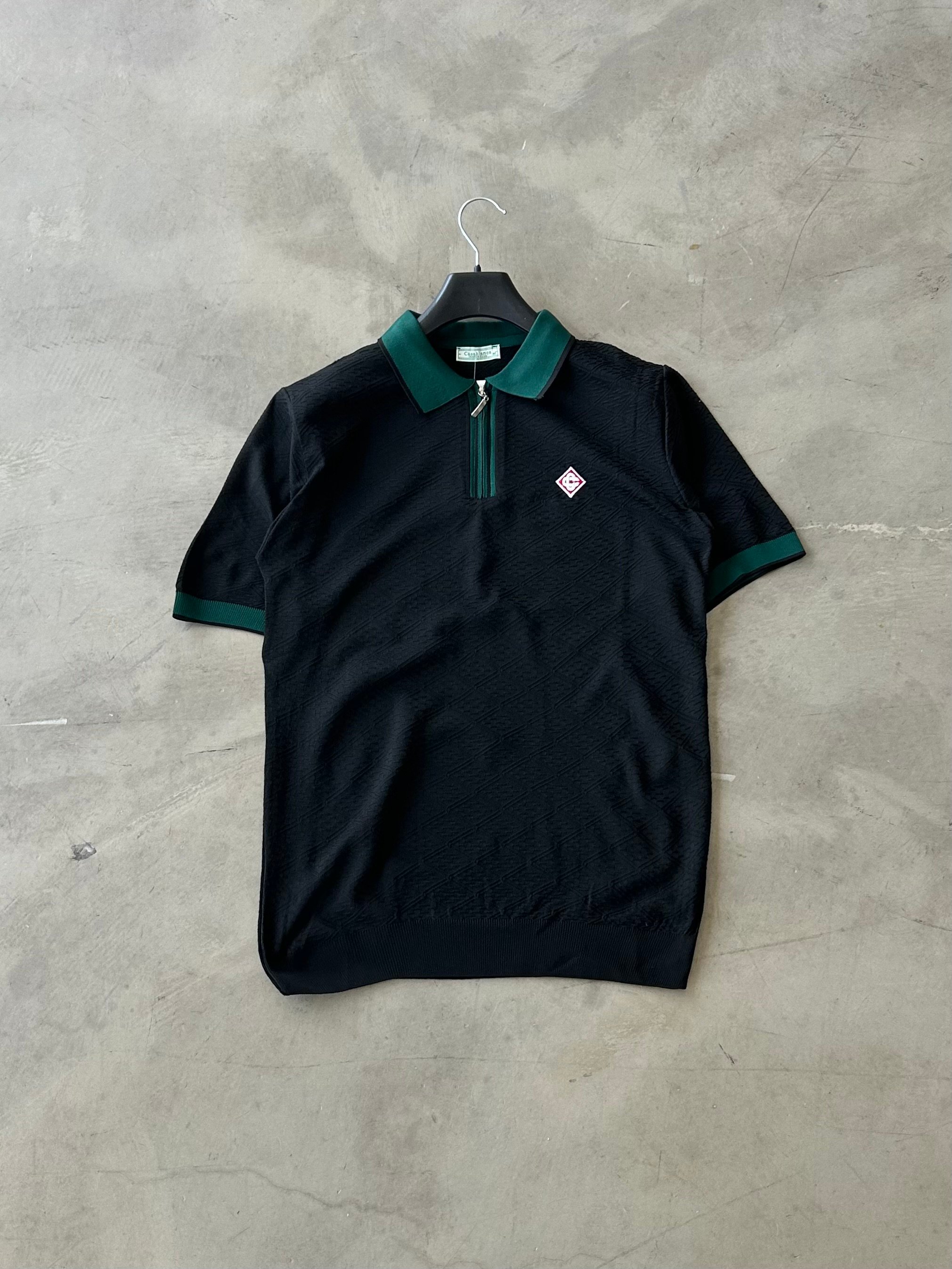 CB Nakışlı Premium Triko Polo Yaka Tee - Siyah