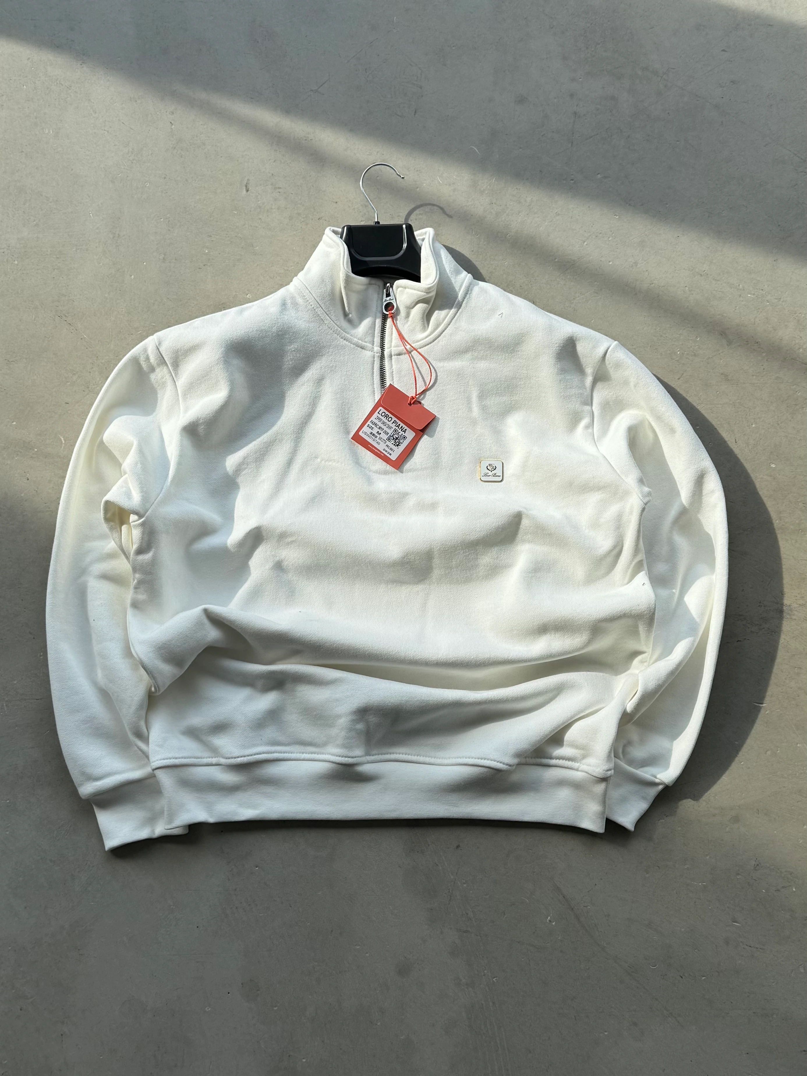 LP Premium Yarım Fermuar Sweatshirt - Beyaz