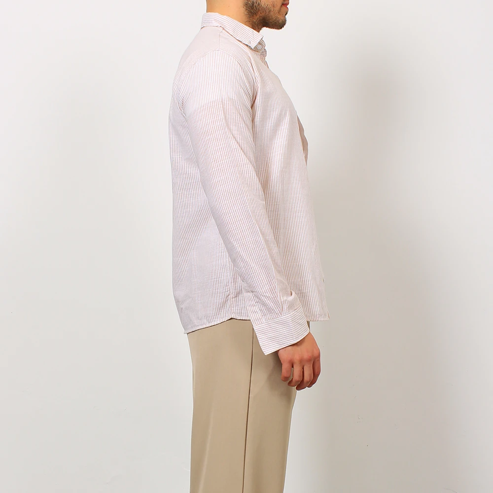 Dar Çizgili Keten - Normal Gömlek