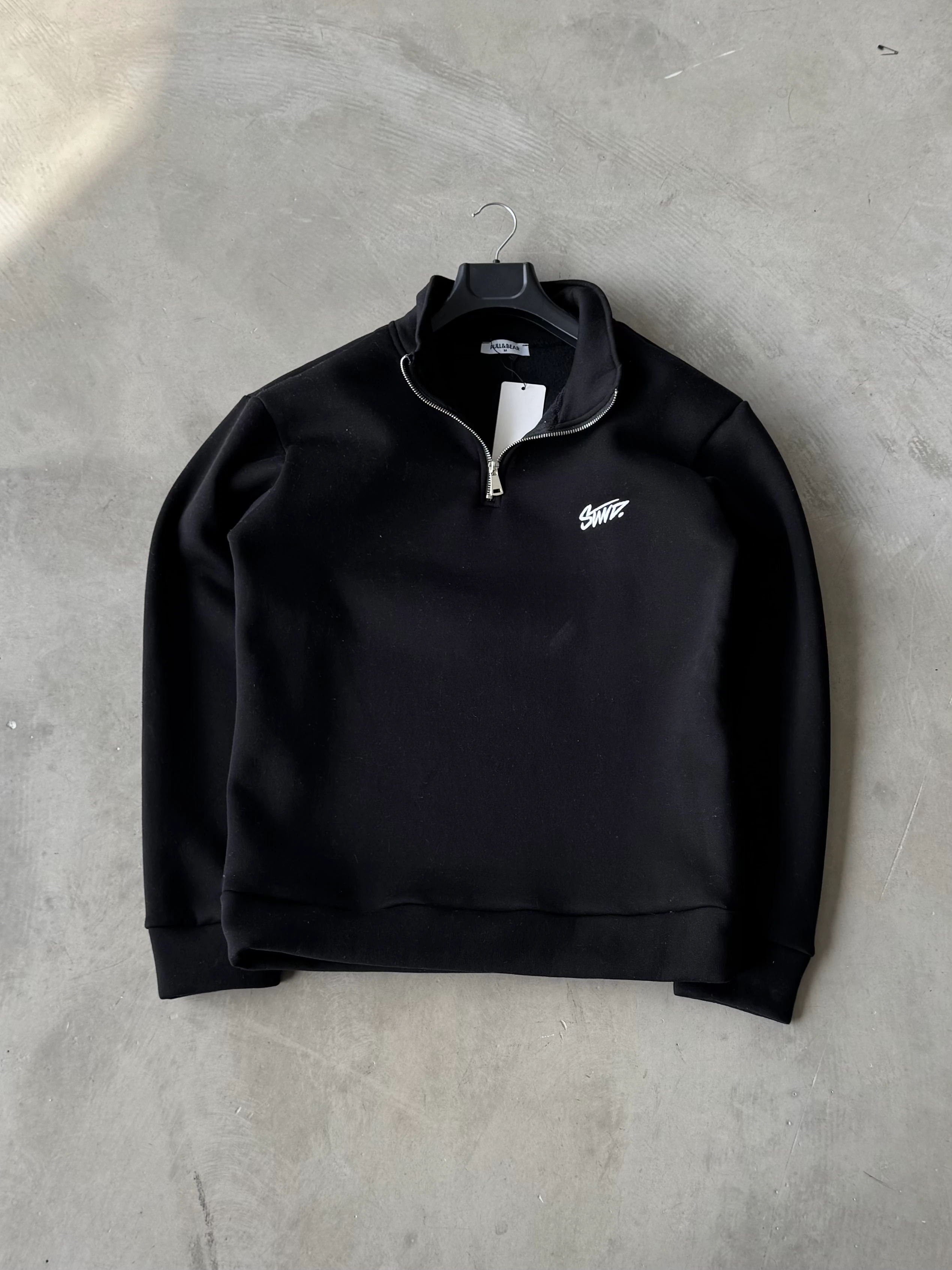STWD Yarım Fermuarlı Sweatshirt - Siyah
