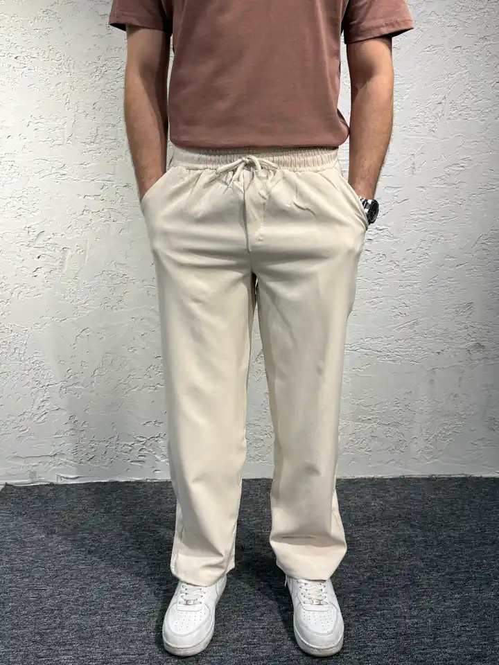 Bel Lastikli Kordonlu Bağcıklı Kumaş Pantolon