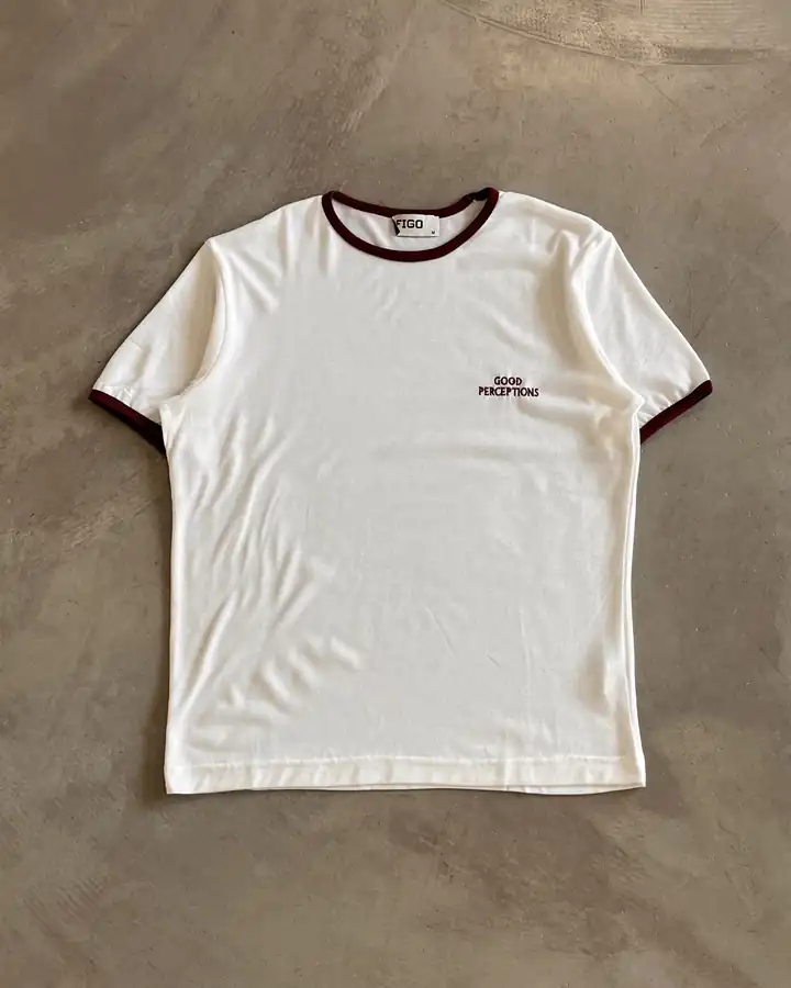 Yaka Renk Detaylı Basic Triko T-Shirt - Beyaz