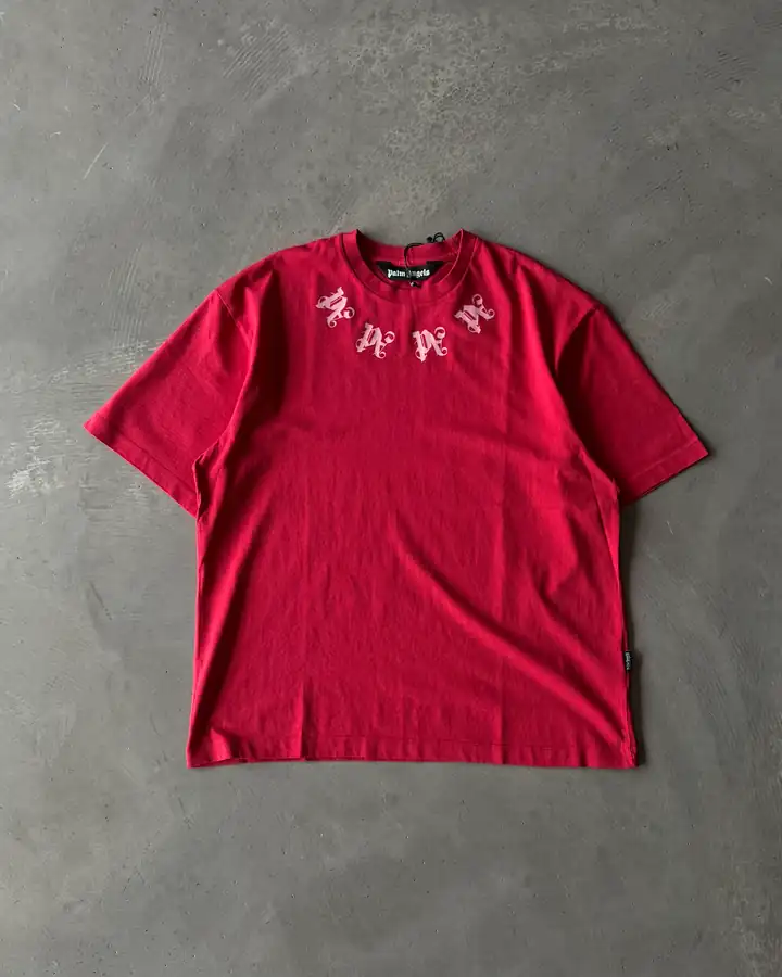 Ön " Palm " ve Arka Baskılı Basic T-Shirt