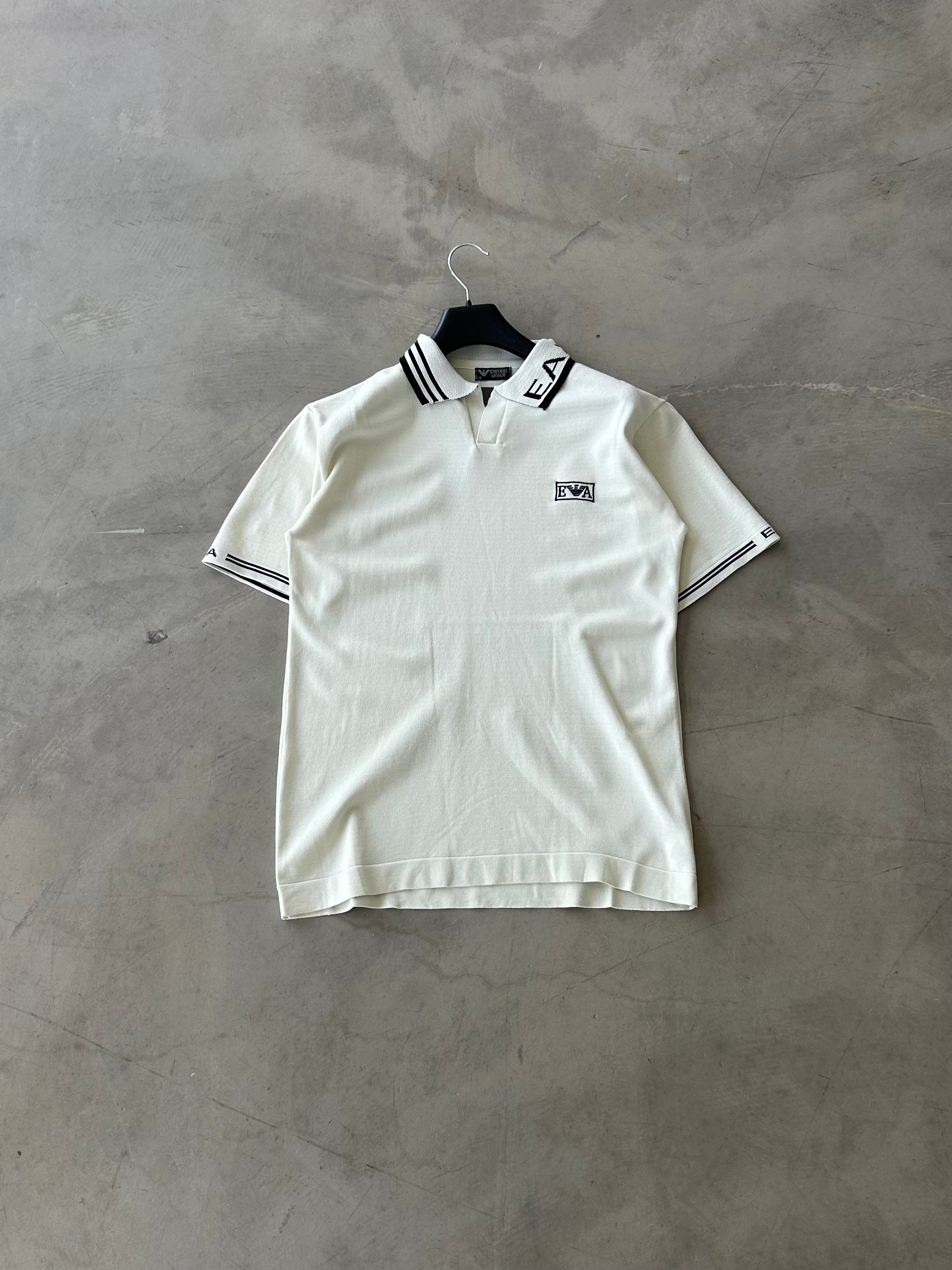 EA7 Nakışlı Premium Triko Polo Yaka Tee - Beyaz