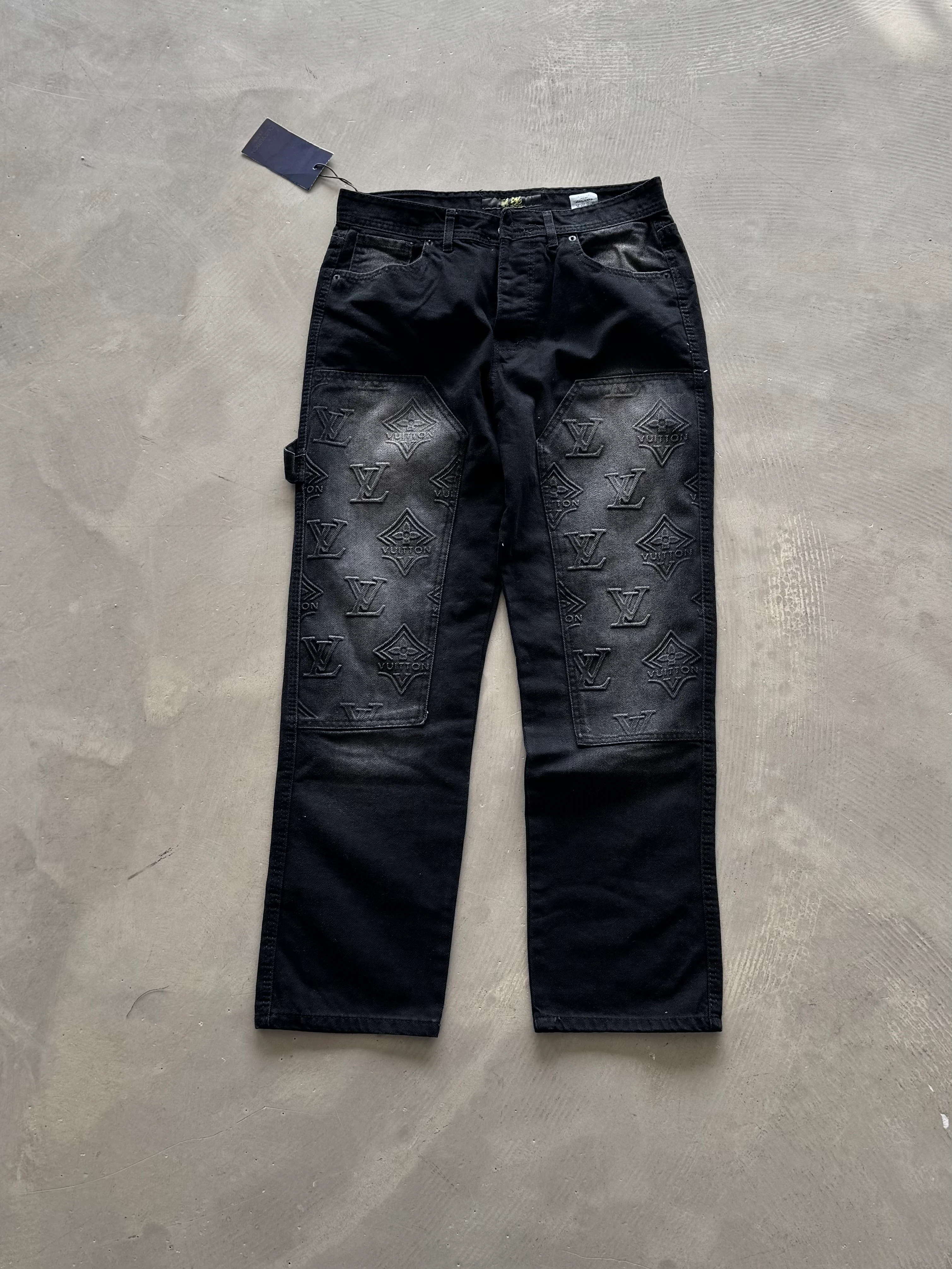 LV Premium Detaylı Kot Pantolon  - Siyah