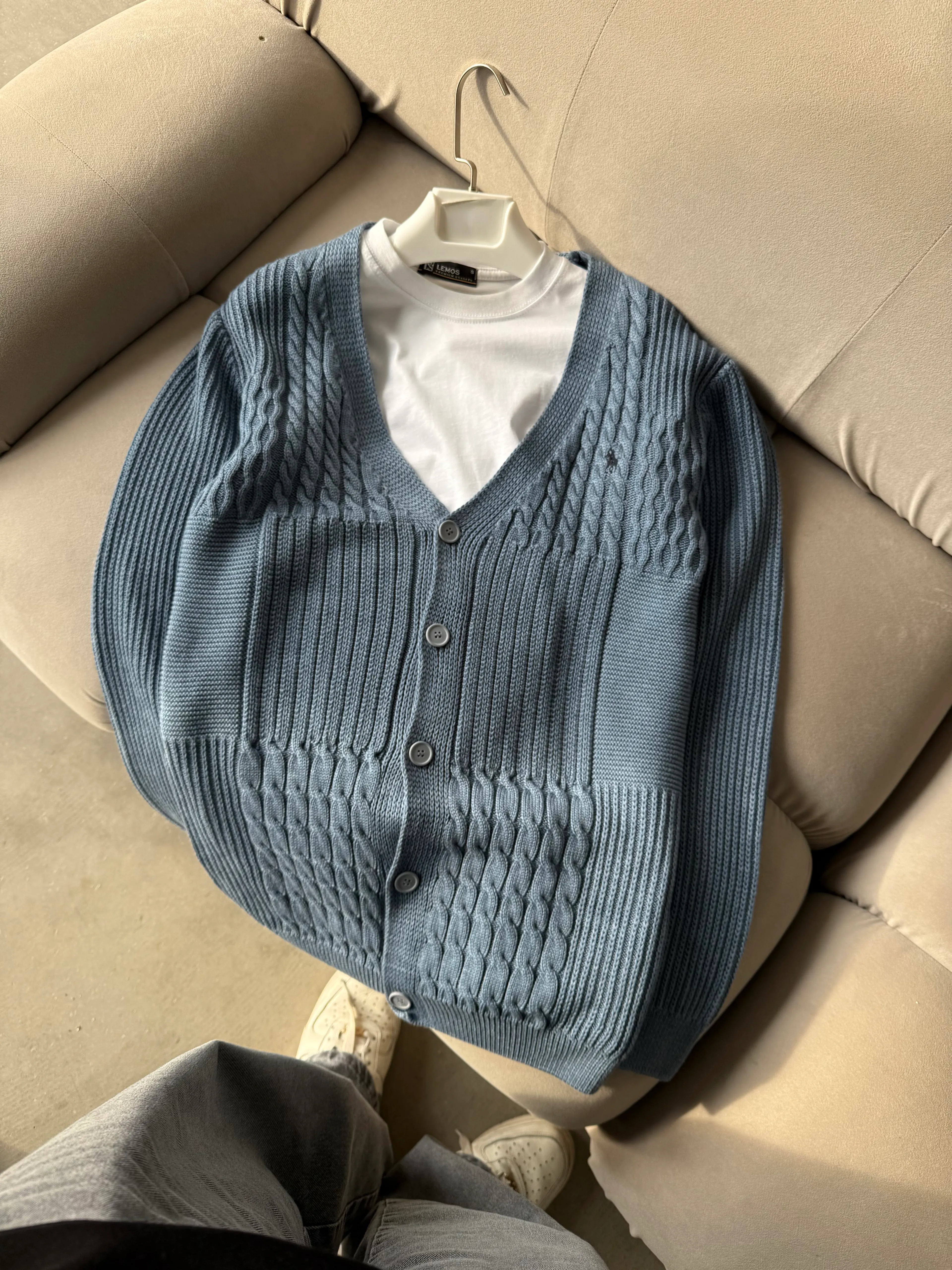 PRL Extra Premium Düğmeli Triko - Açık Gri