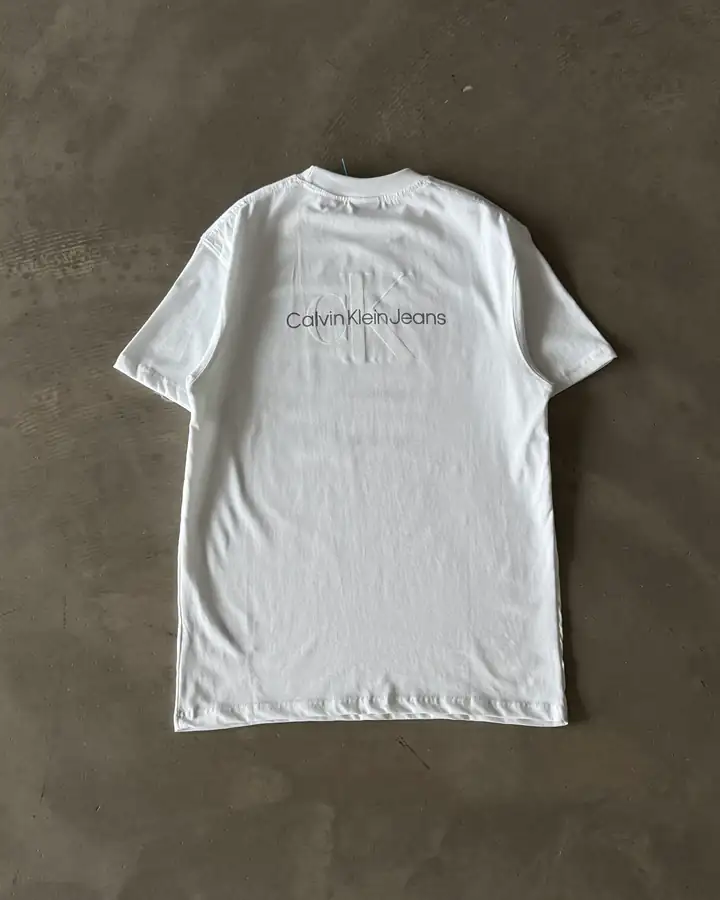 Ön ve Arka Baskılı Basic T-Shirt - Beyaz