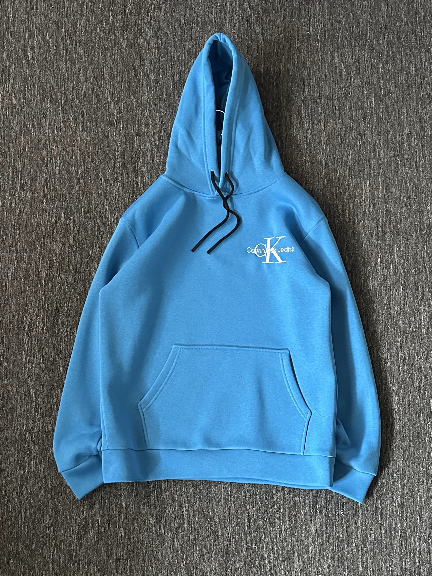 Nakışlı Kapüşonlu Sweatshirt - Mavi