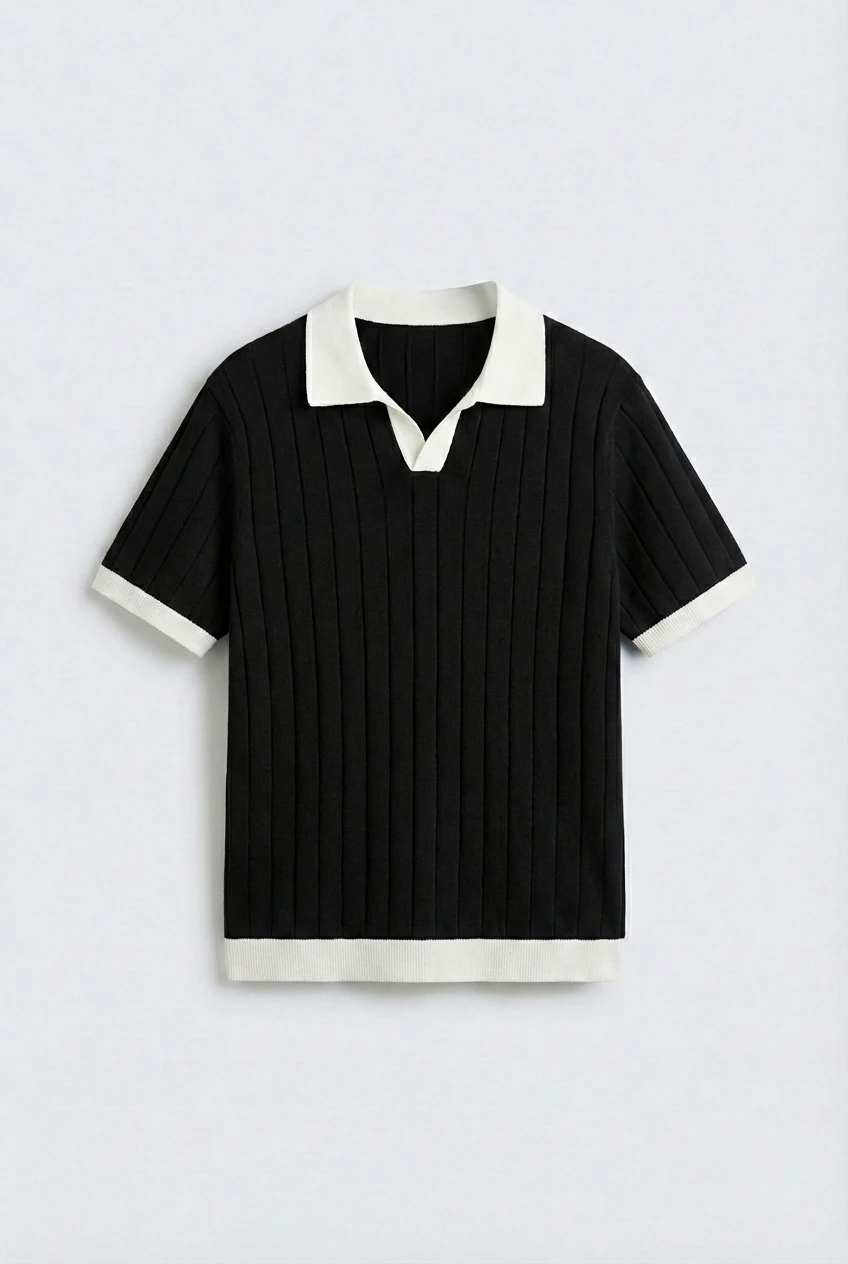 Yaka Renk Detaylı Polo Yaka T-Shirt