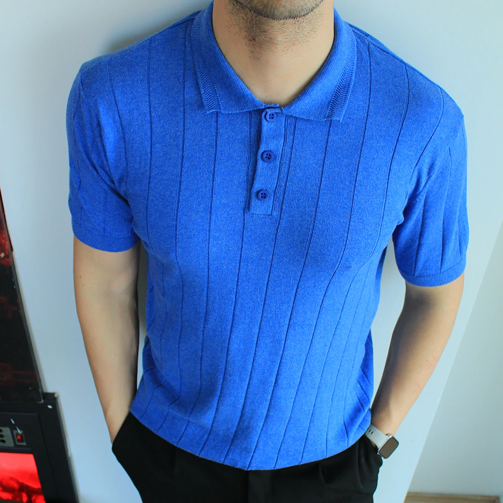 Çizgili 3 Düğmeli Polo Yaka