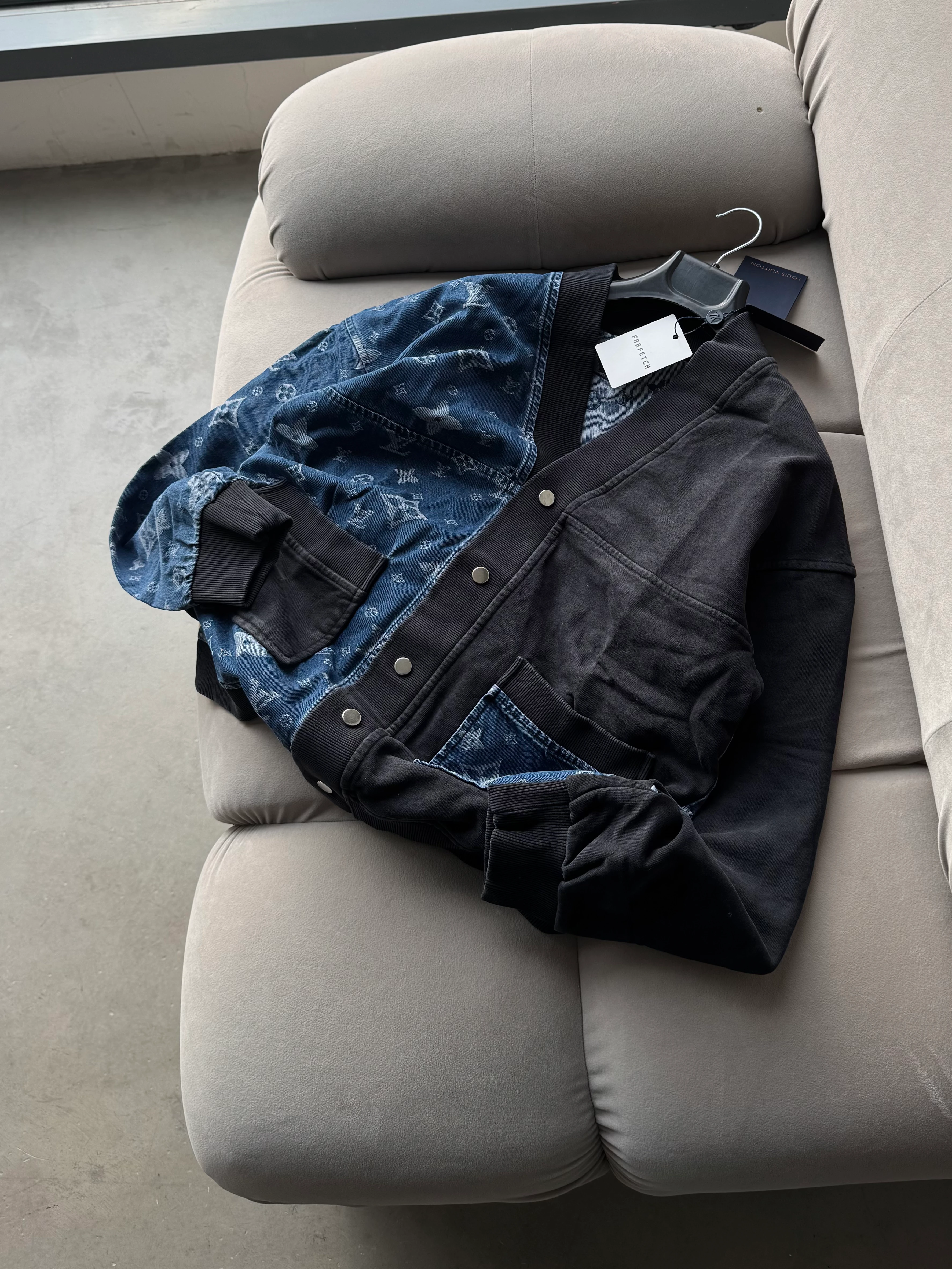 LV Premium Yarı Baskılı Kot Ceket