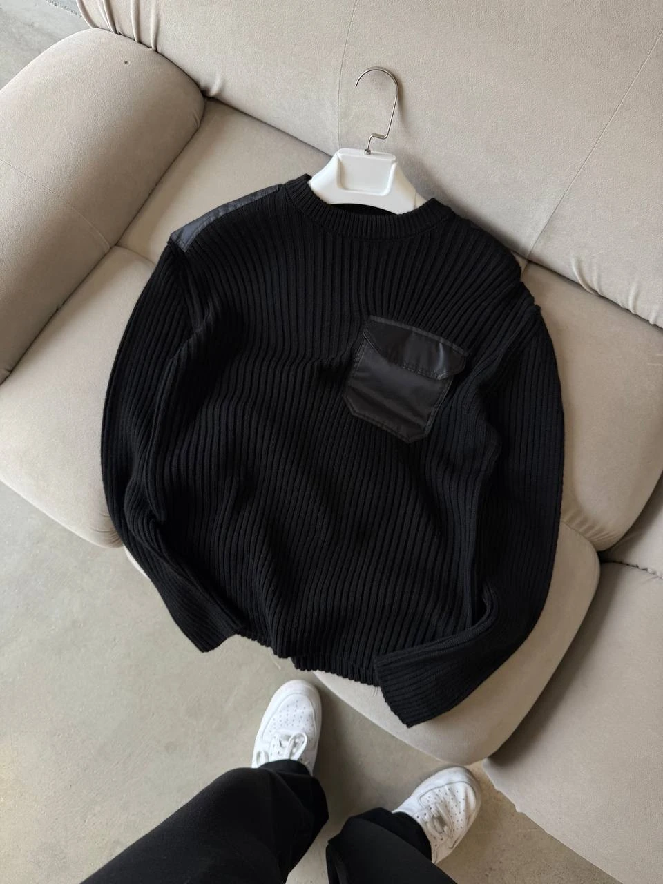 Premium Basic Cep Detaylı Triko - Siyah