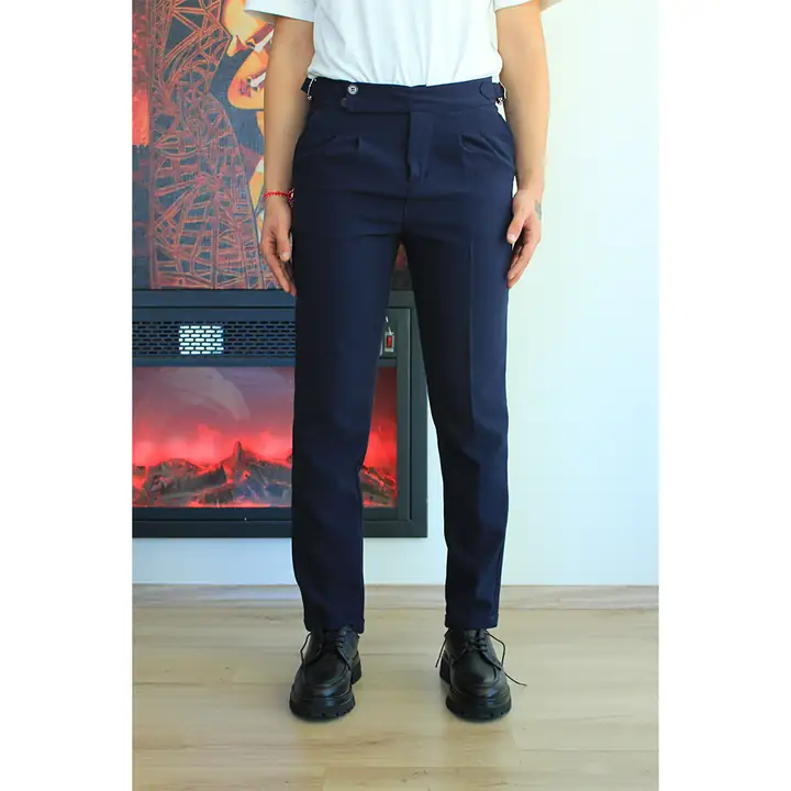 Tokalı Pileli Kumaş  Pantolon