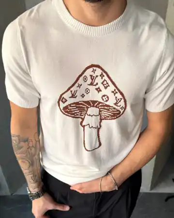 Mantarlı Triko T-Shirt