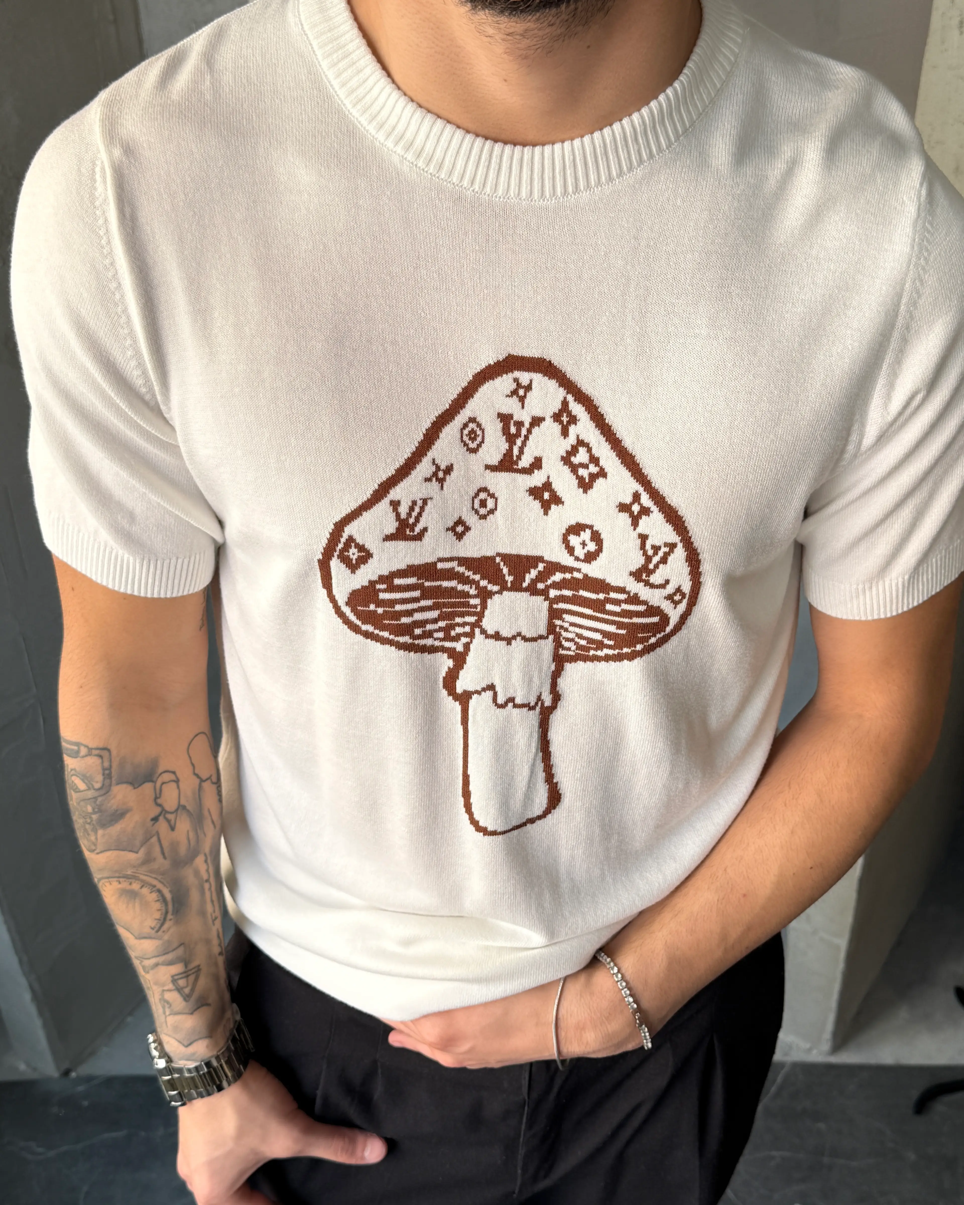 Mantarlı Triko T-Shirt