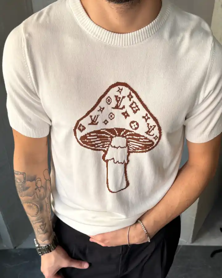 Mantarlı Triko T-Shirt