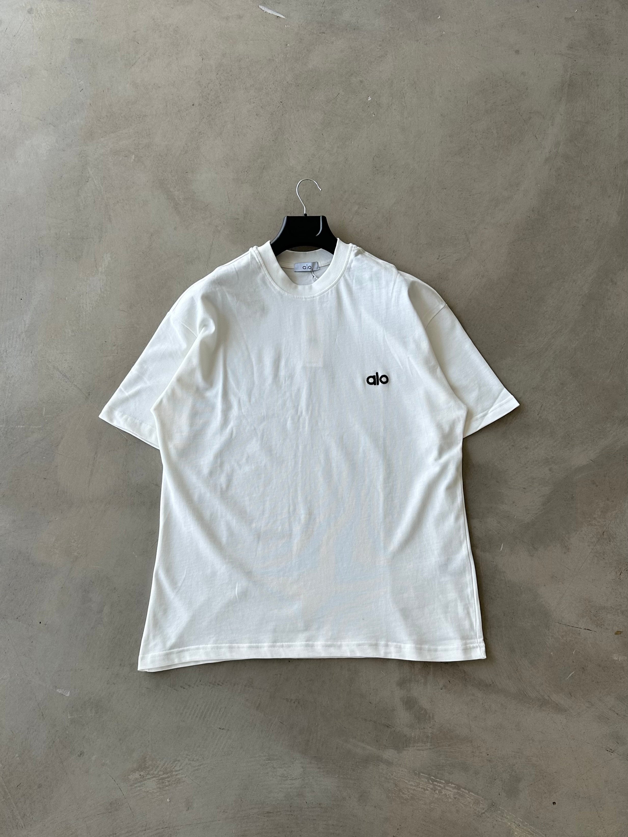 ALO Premium Nakışlı Basic Tshirt - Beyaz
