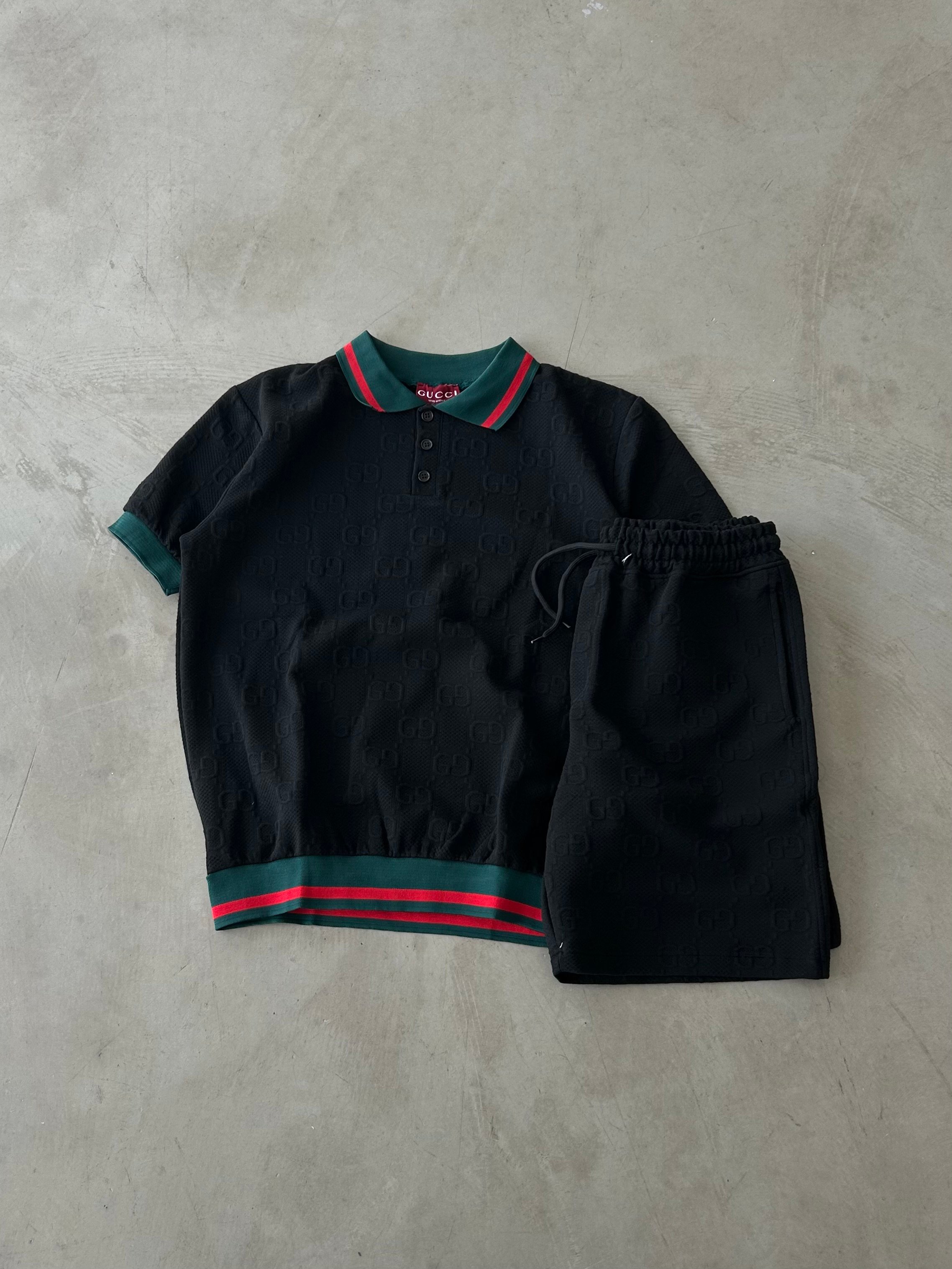 GCC Premium Nakışlı Şort Tshirt Takım - Siyah