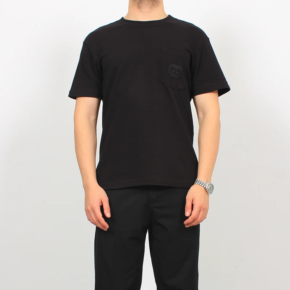 Cep Detaylı Logo Nakışlı Basic T-Shirt