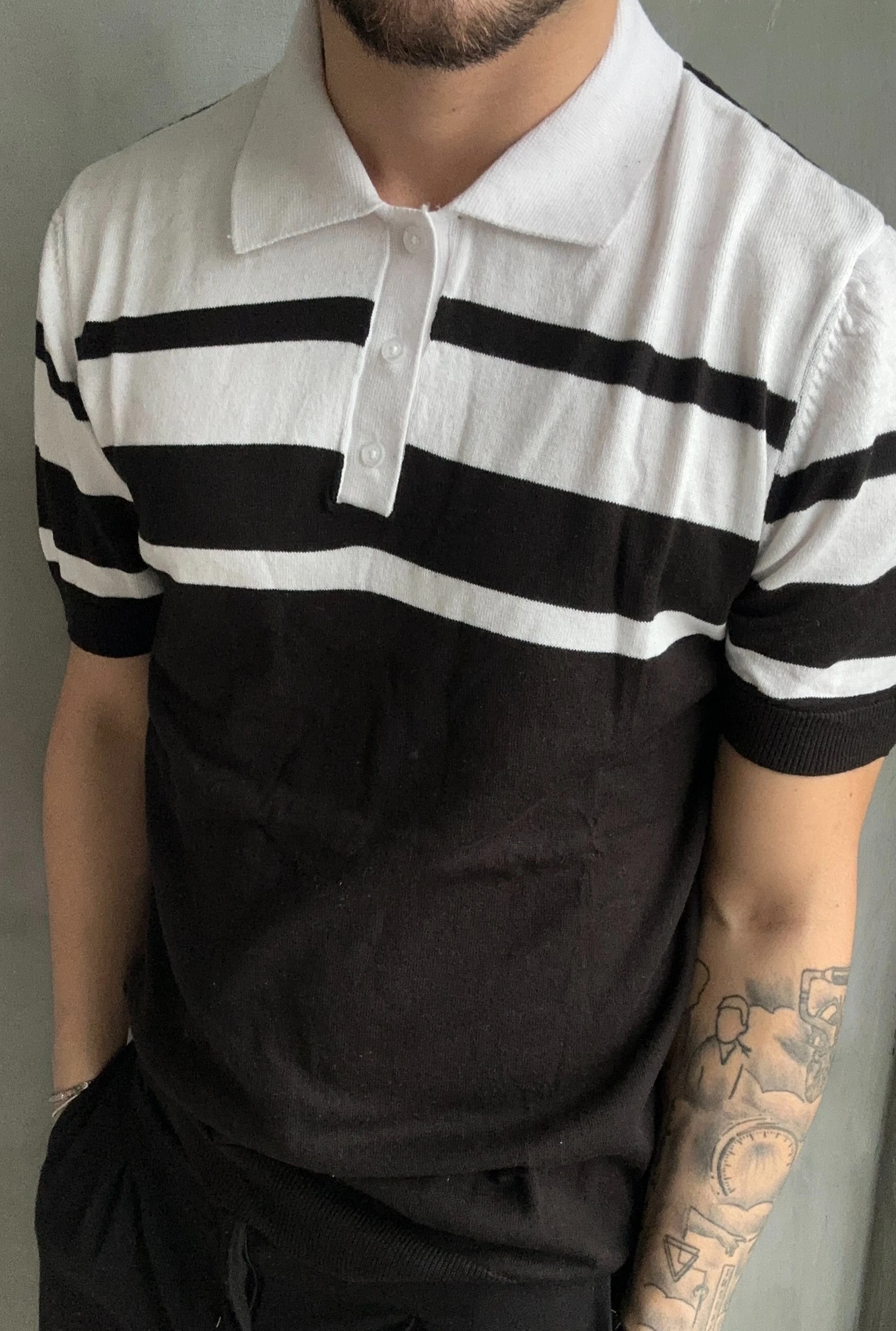 Çift Renk Şeritli Polo Yaka T-Shirt