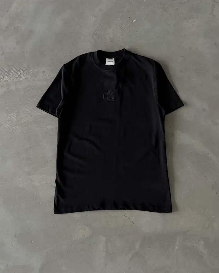 Ön ve Arka Baskılı Basic T-Shirt - Siyah