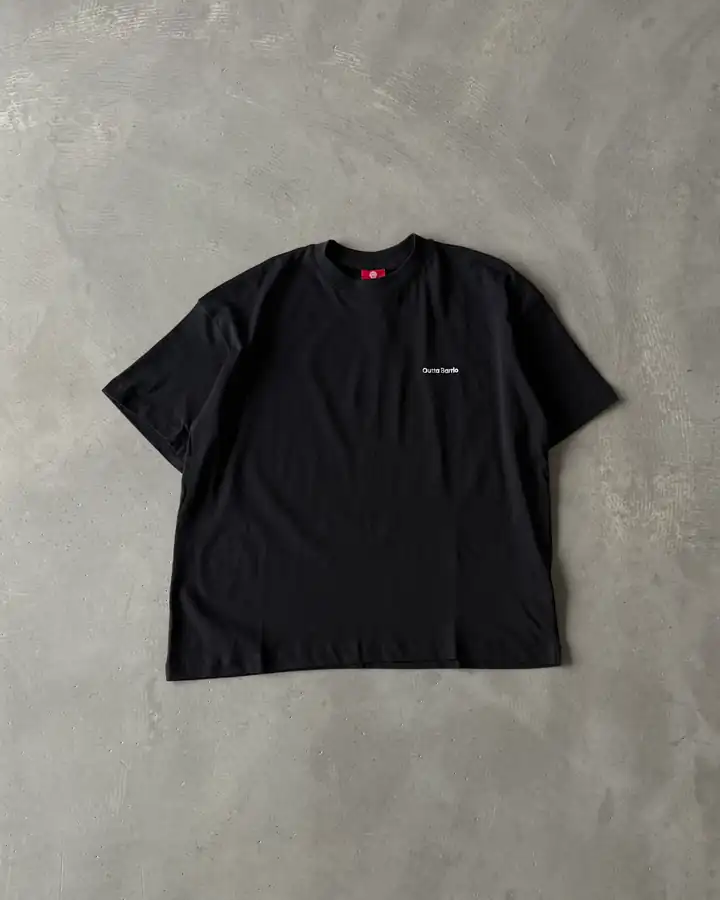 Sol Göğüs Logo Nakışlı Basic T-Shirt - Siyah