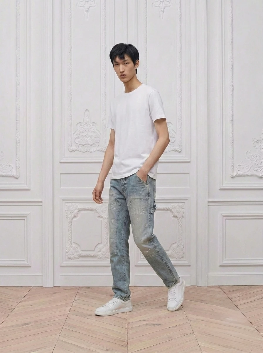 AMR Logolu Nakış Detaylı Pantolon