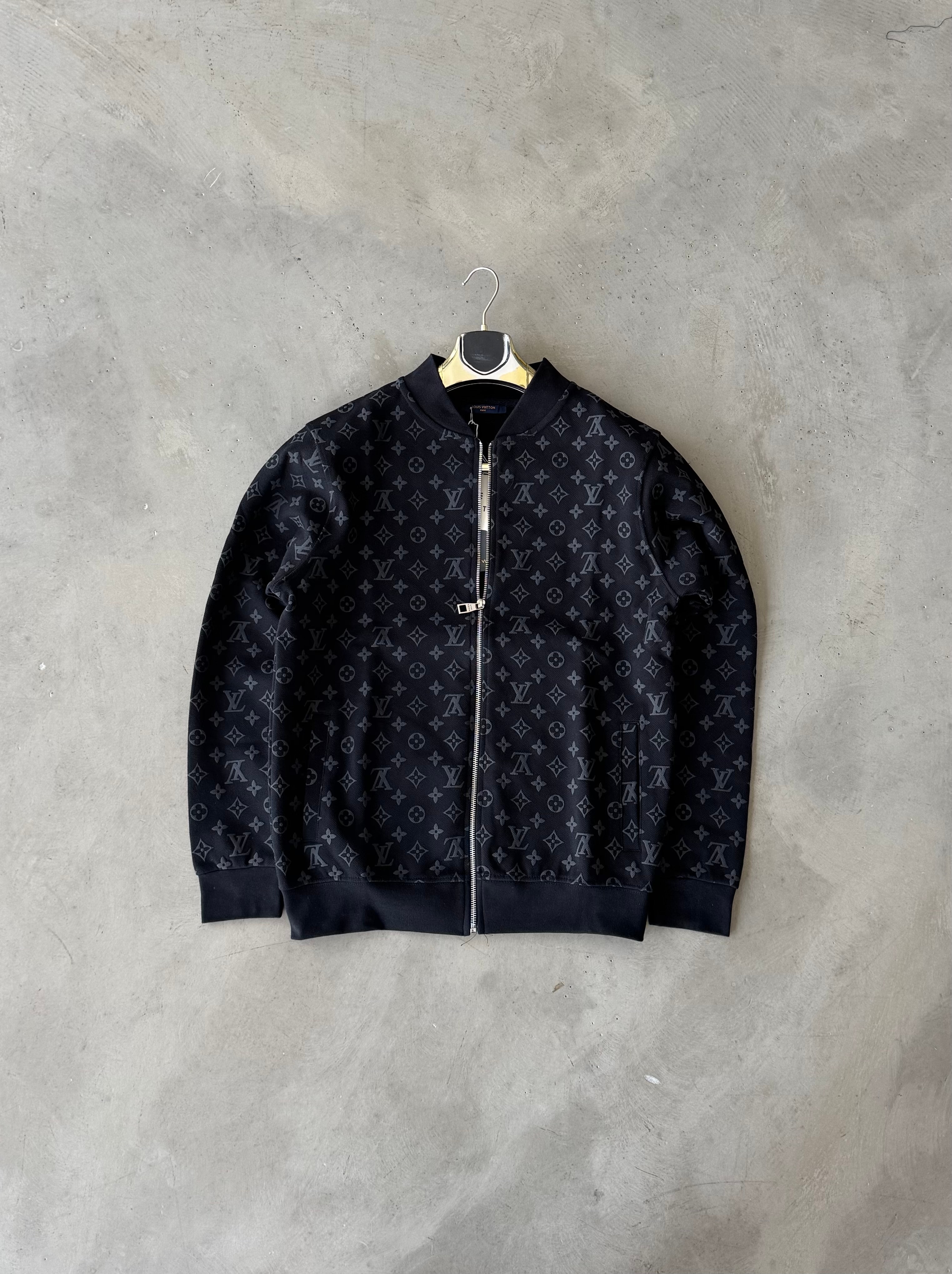 LV zippered cardigan - Koyu Siyah