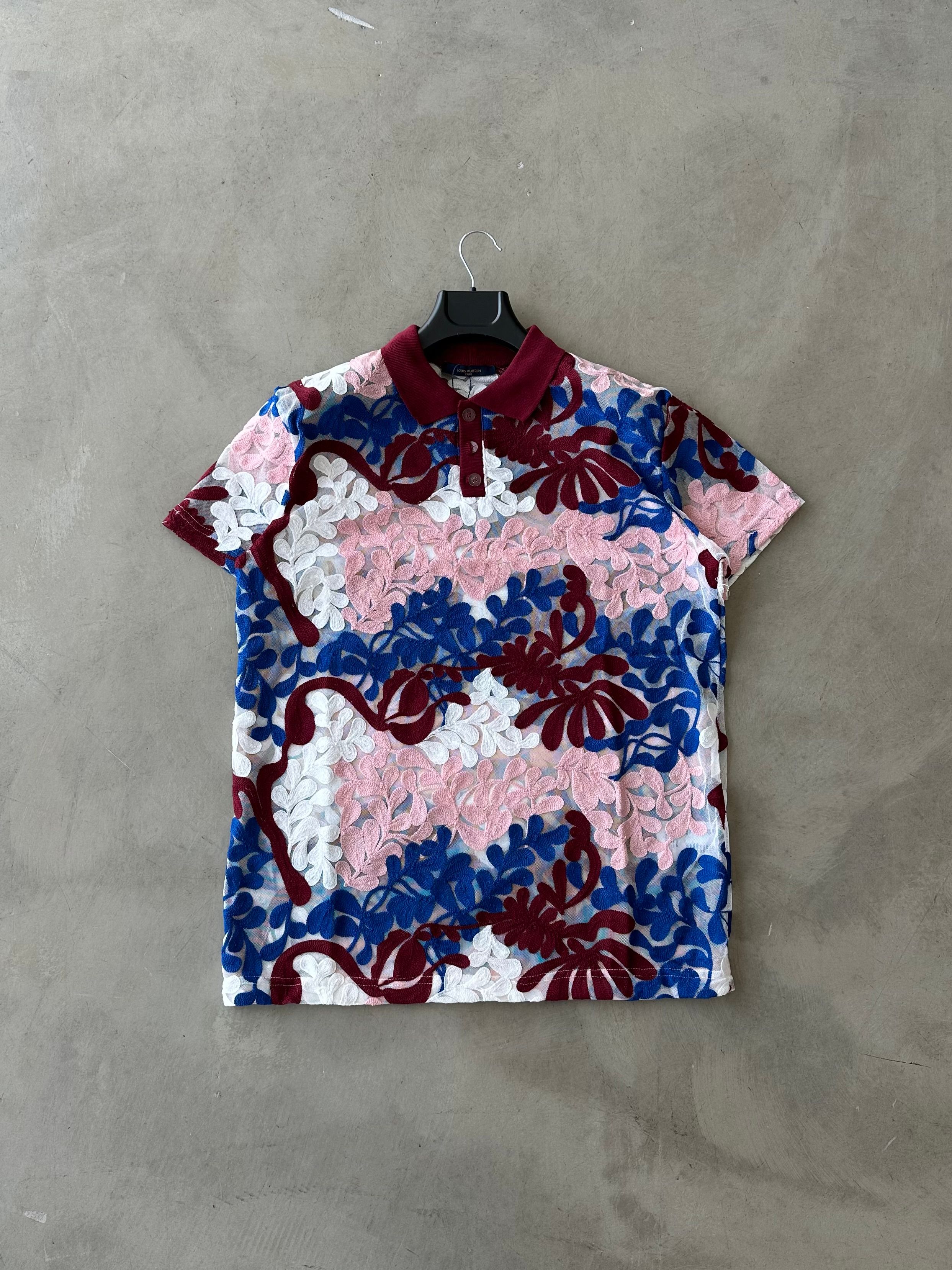 LV Ultra Premium Nakışlı Desenli Tshirt - Bordo