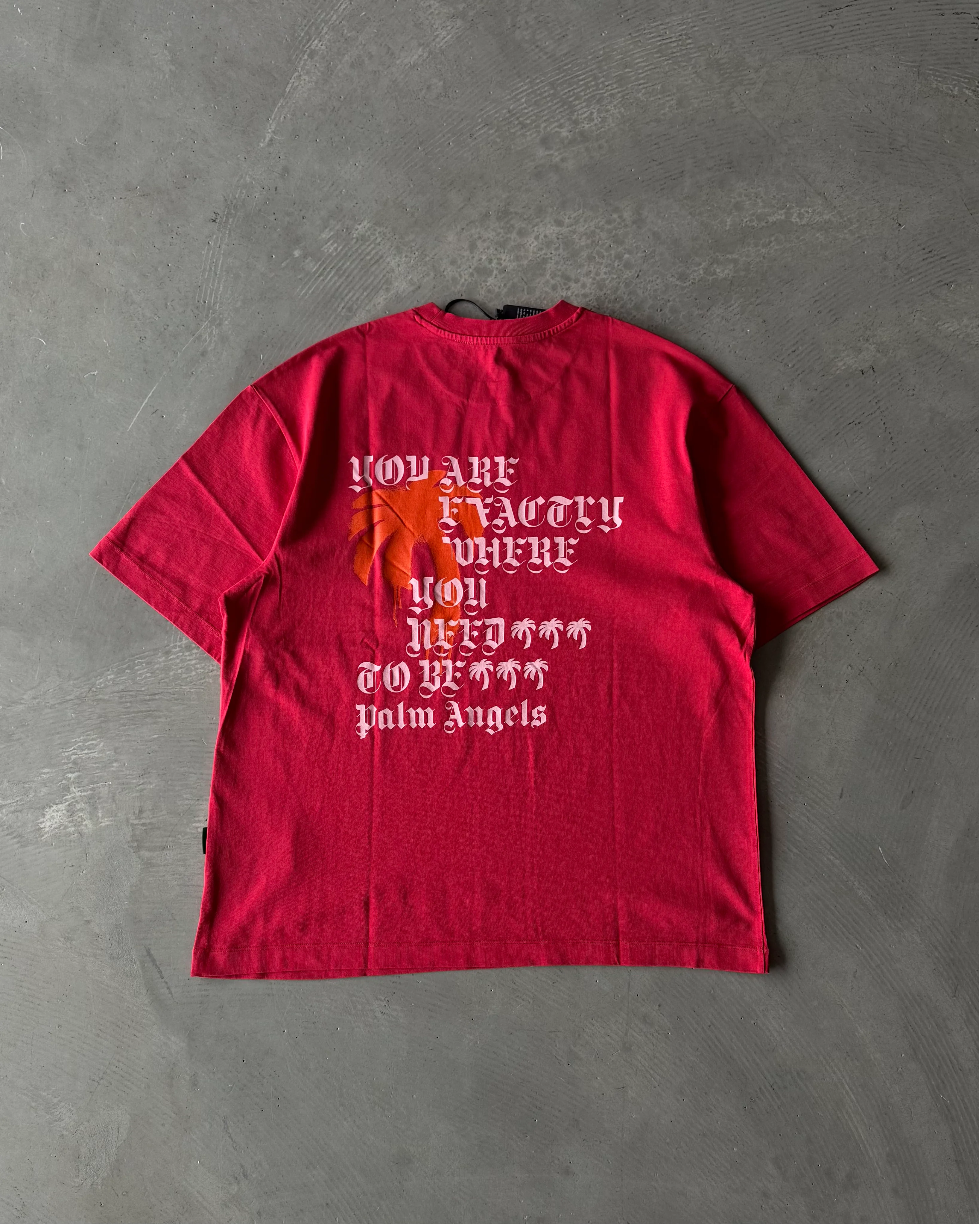 Ön " Palm " ve Arka Baskılı Basic T-Shirt