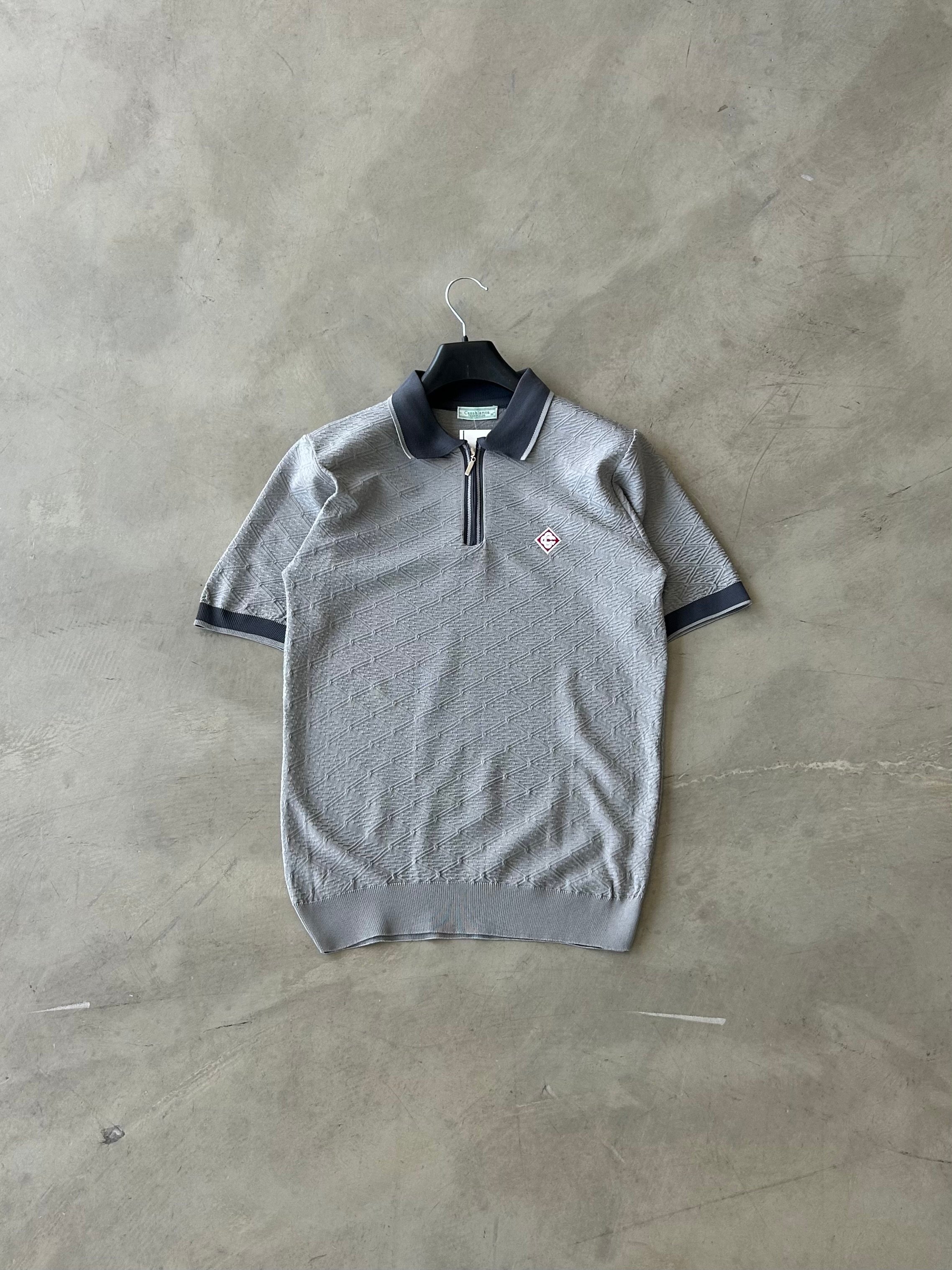 CB Nakışlı Premium Triko Polo Yaka Tee - Gri