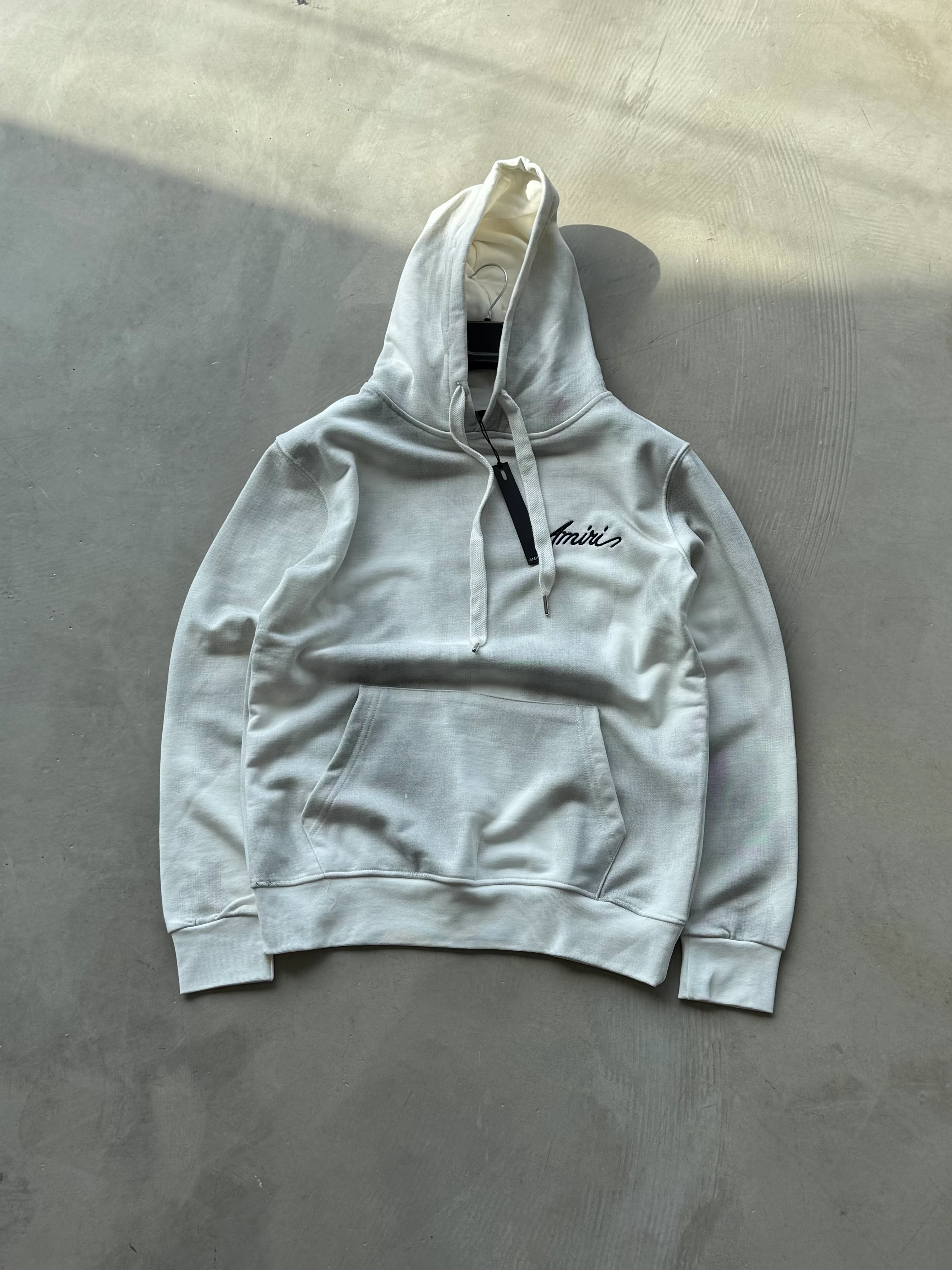 AMR Nakışlı Kapüşonlu Premium Sweatshirt - Beyaz