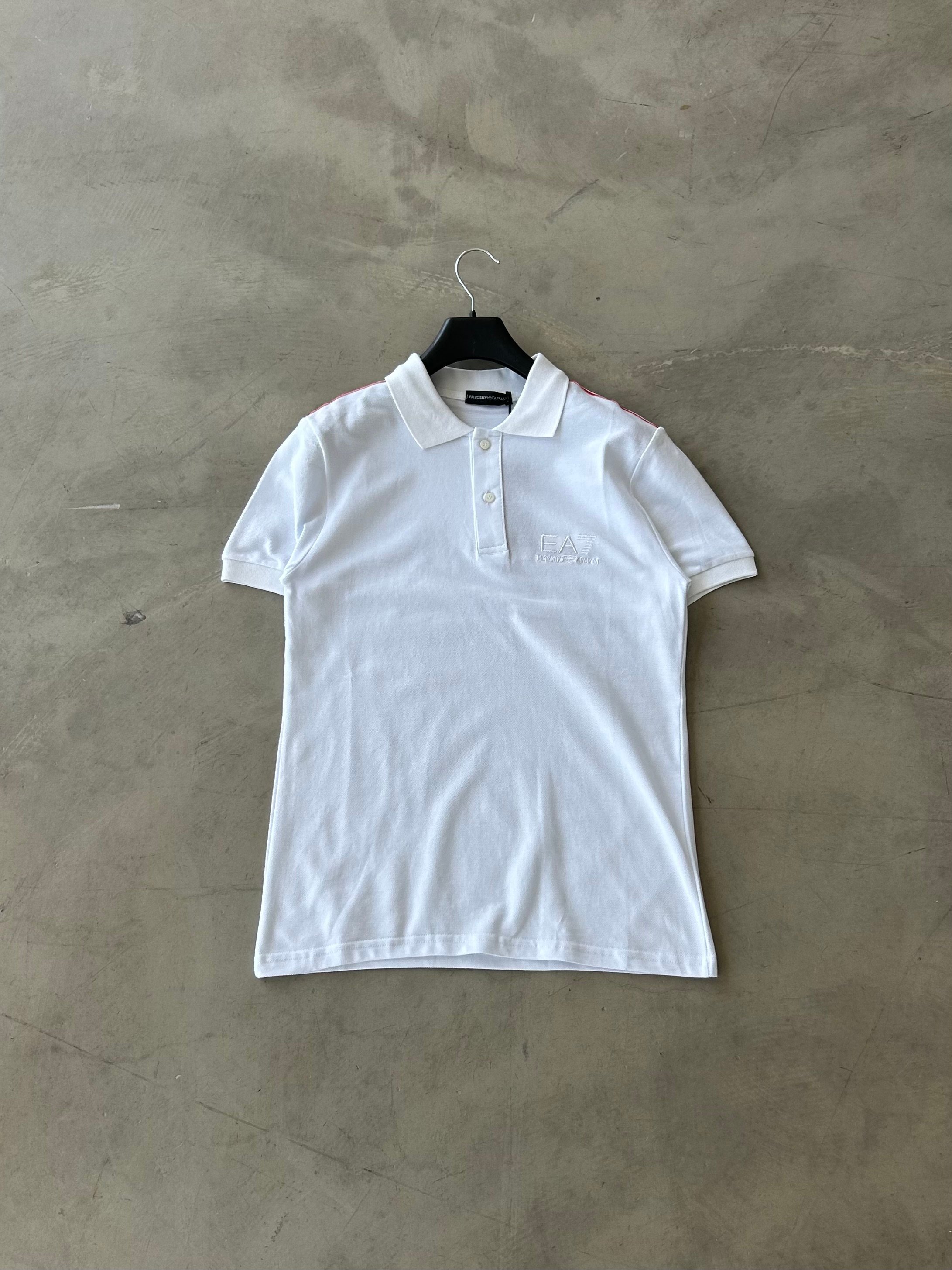 EA7 Omuz Detaylı Premium Polo Yaka Tee - Beyaz