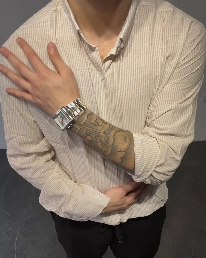 Dar Çizgili Keten - Normal Gömlek