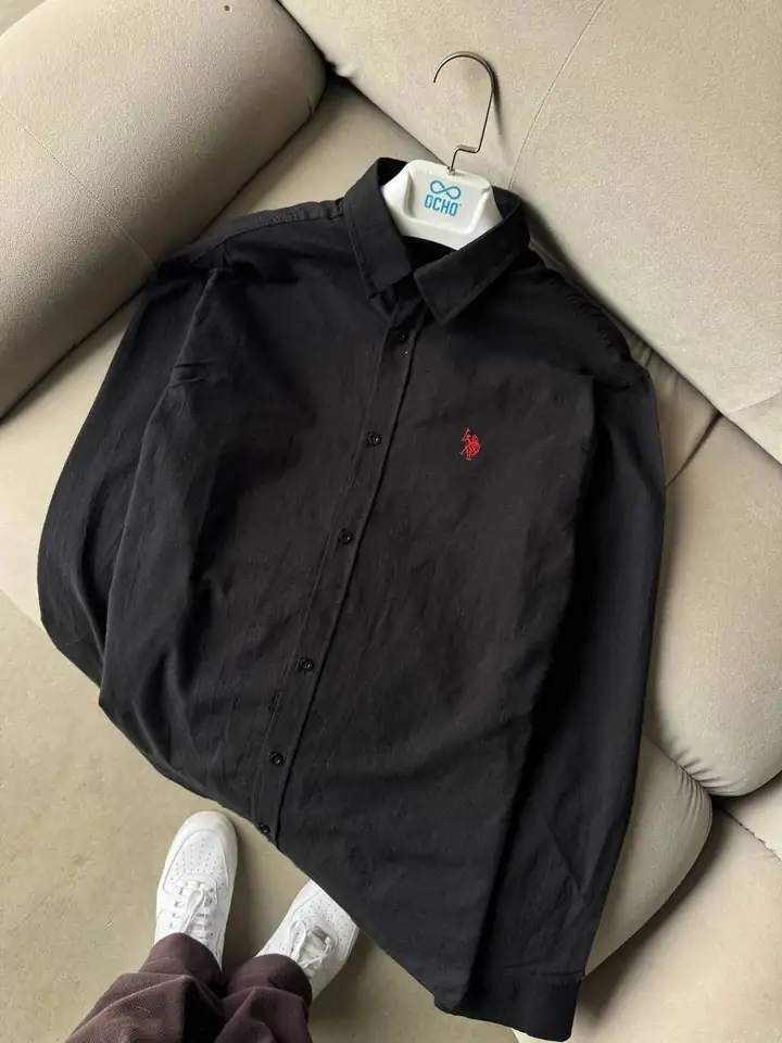 Nakış Detaylı Relax Fit Gömlek - Siyah Renk