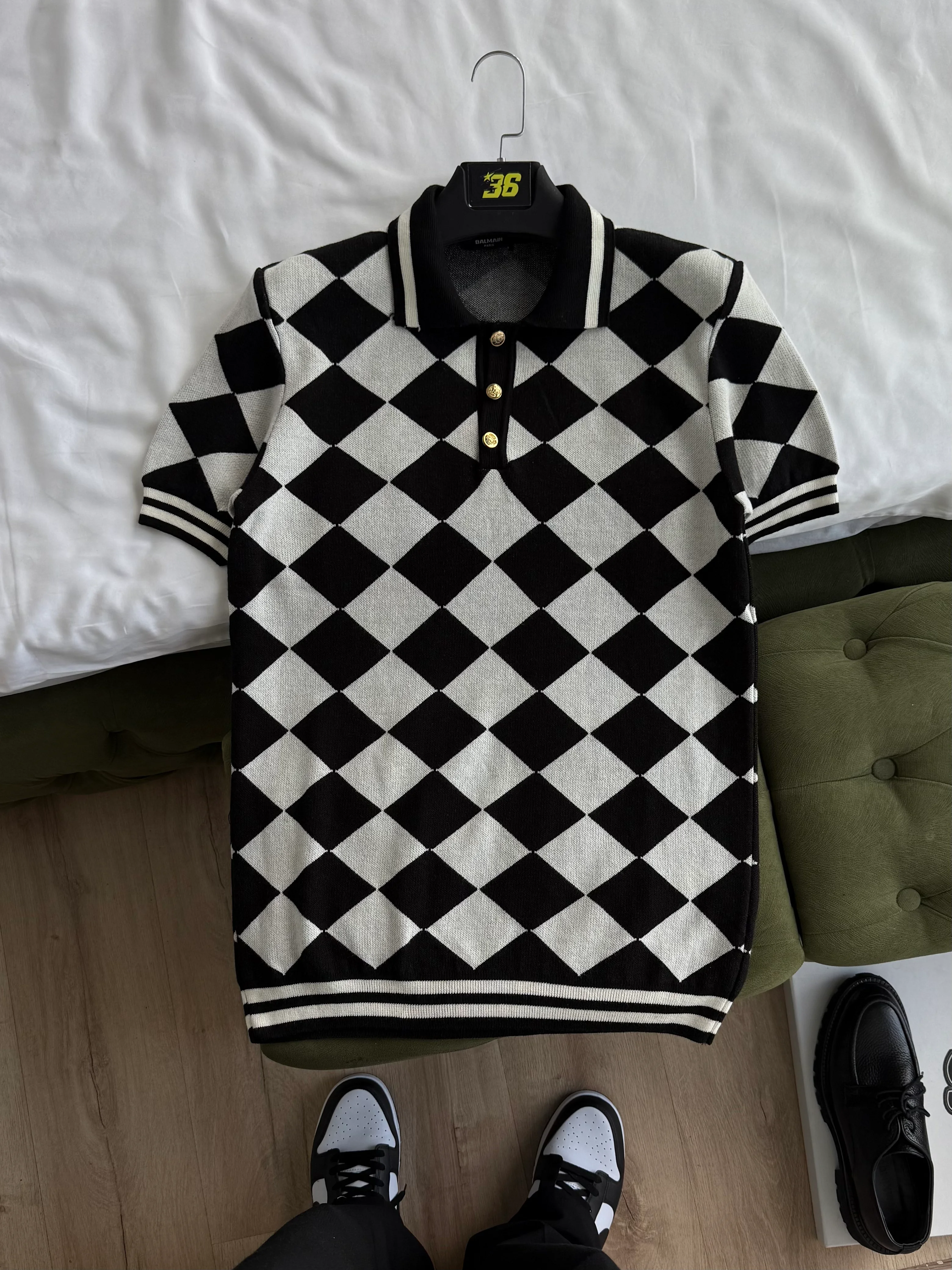 Dama Desenli Polo Yaka T-Shirt